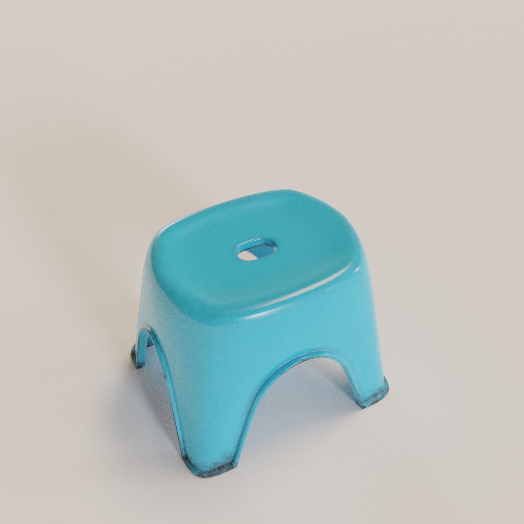 Stackable Small Plastic Stool Low-poly 3D model_8