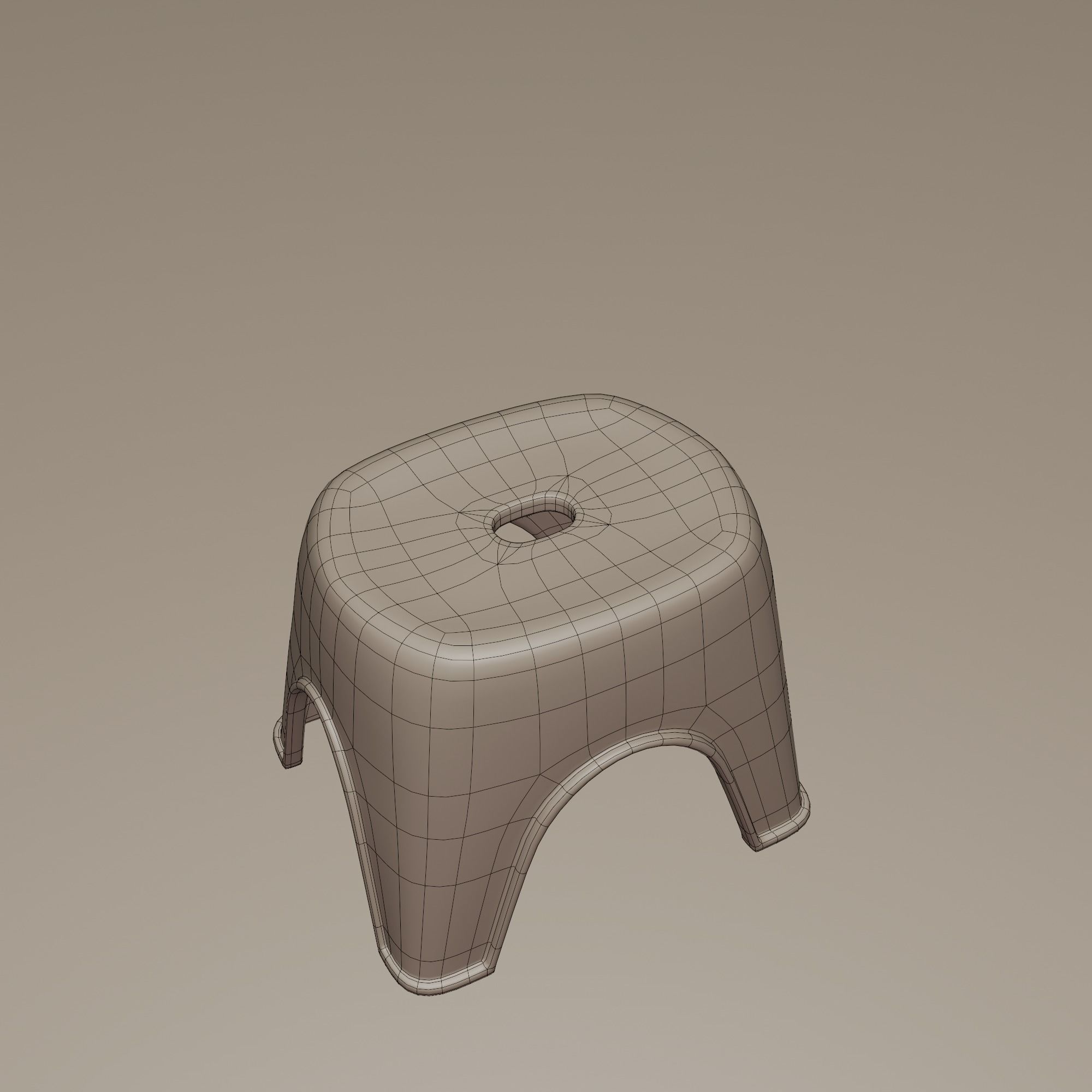 Stackable Small Plastic Stool Low-poly 3D model_15