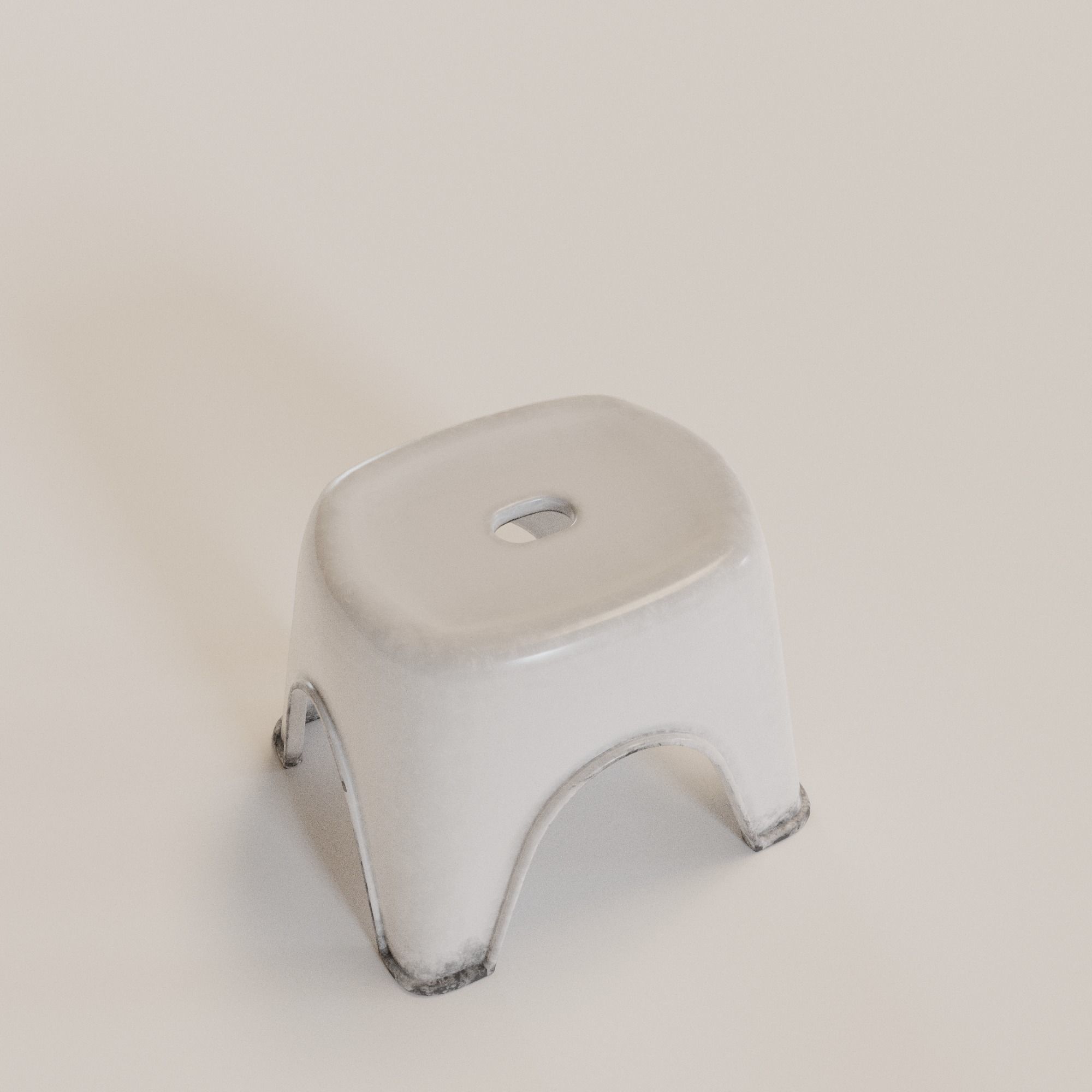 Stackable Small Plastic Stool Low-poly 3D model_11