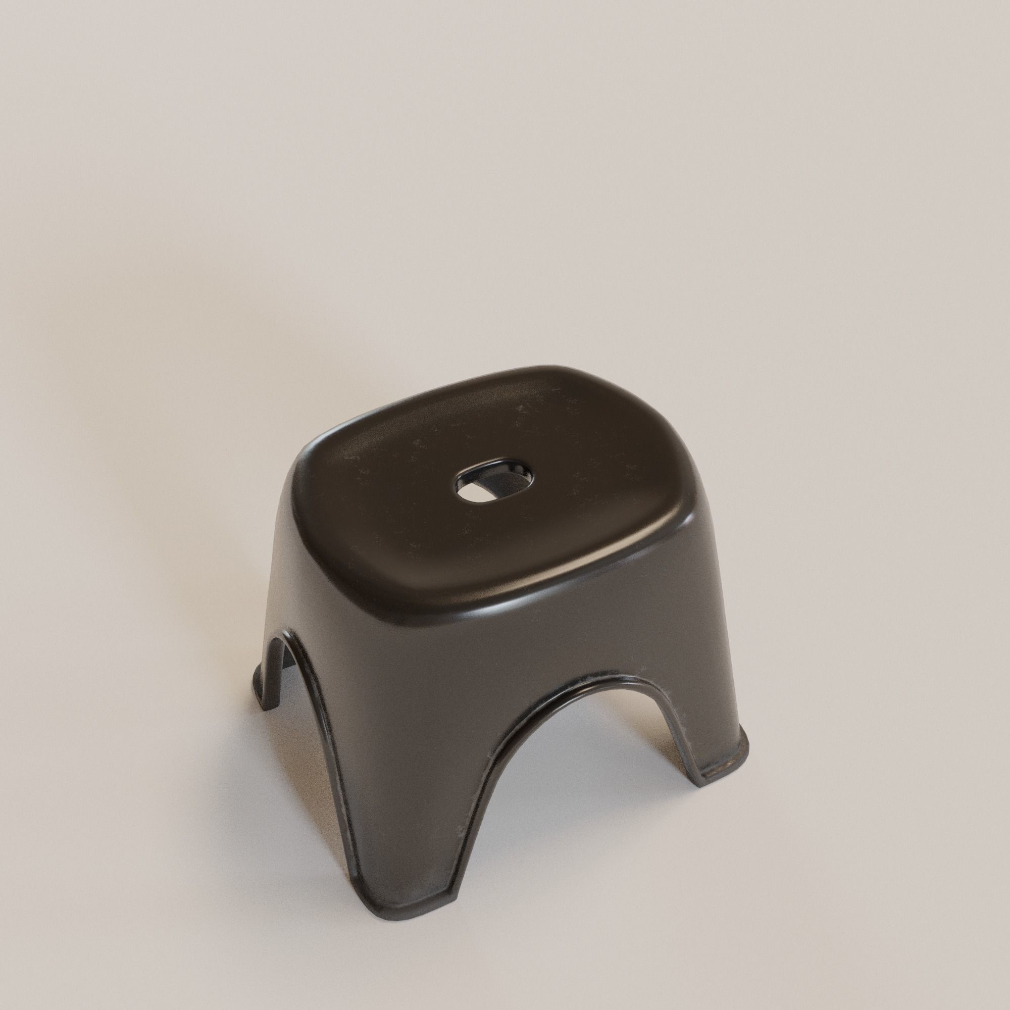 Stackable Small Plastic Stool Low-poly 3D model_13
