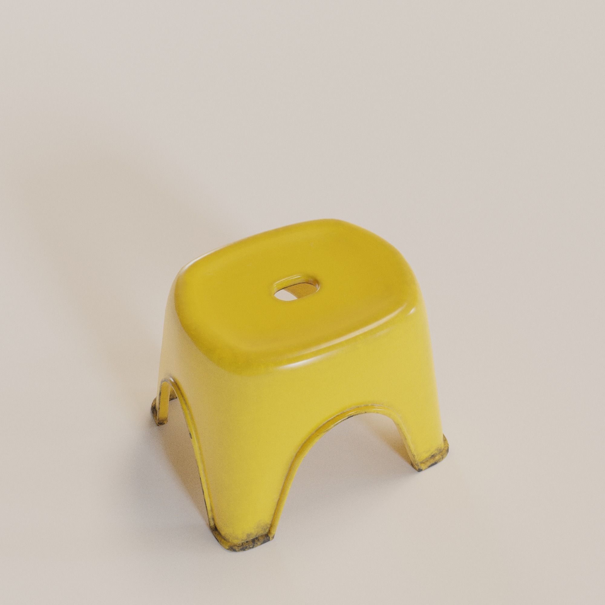 Stackable Small Plastic Stool Low-poly 3D model_12