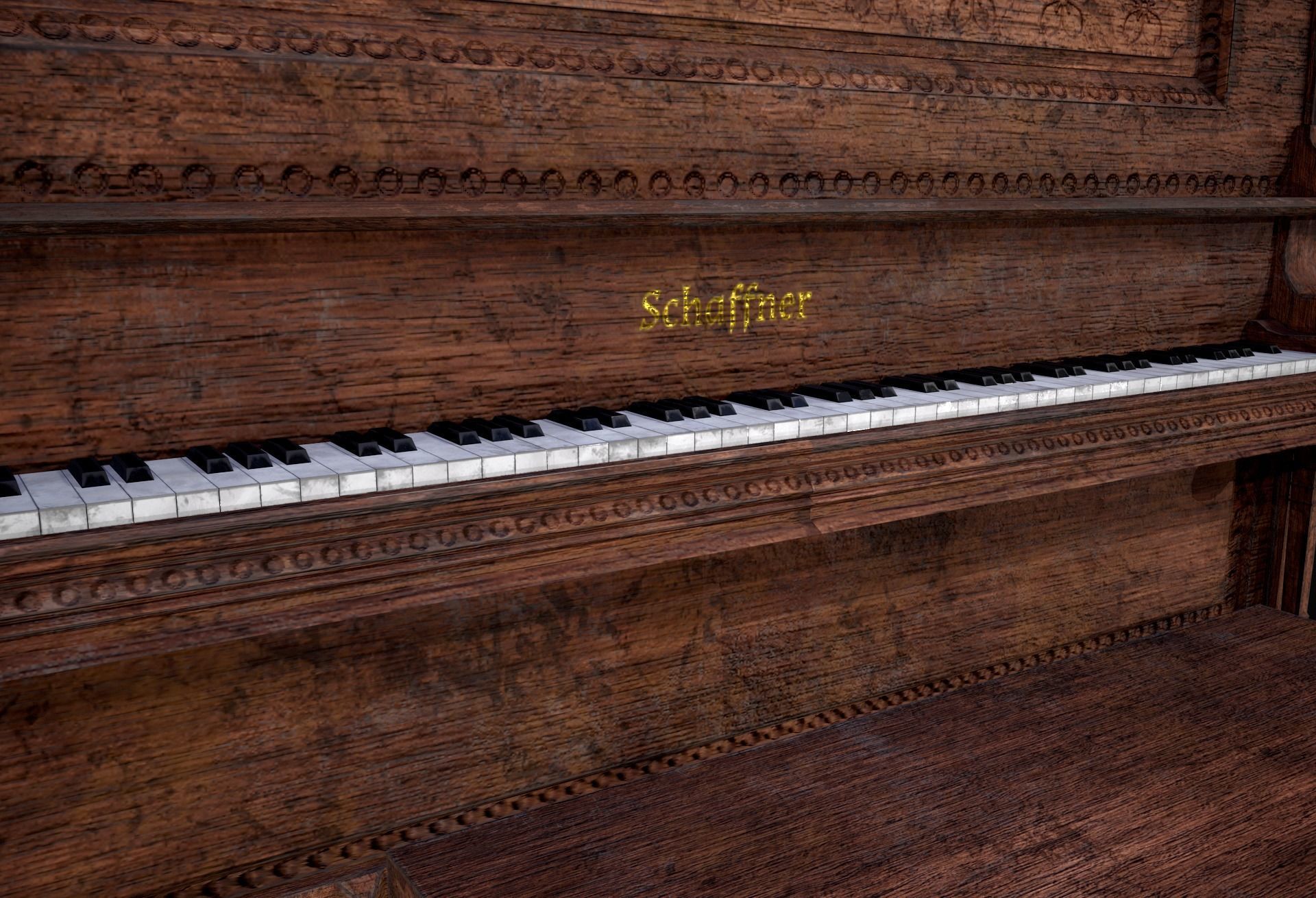 Game Ready Piano  Low-poly 3D model_3