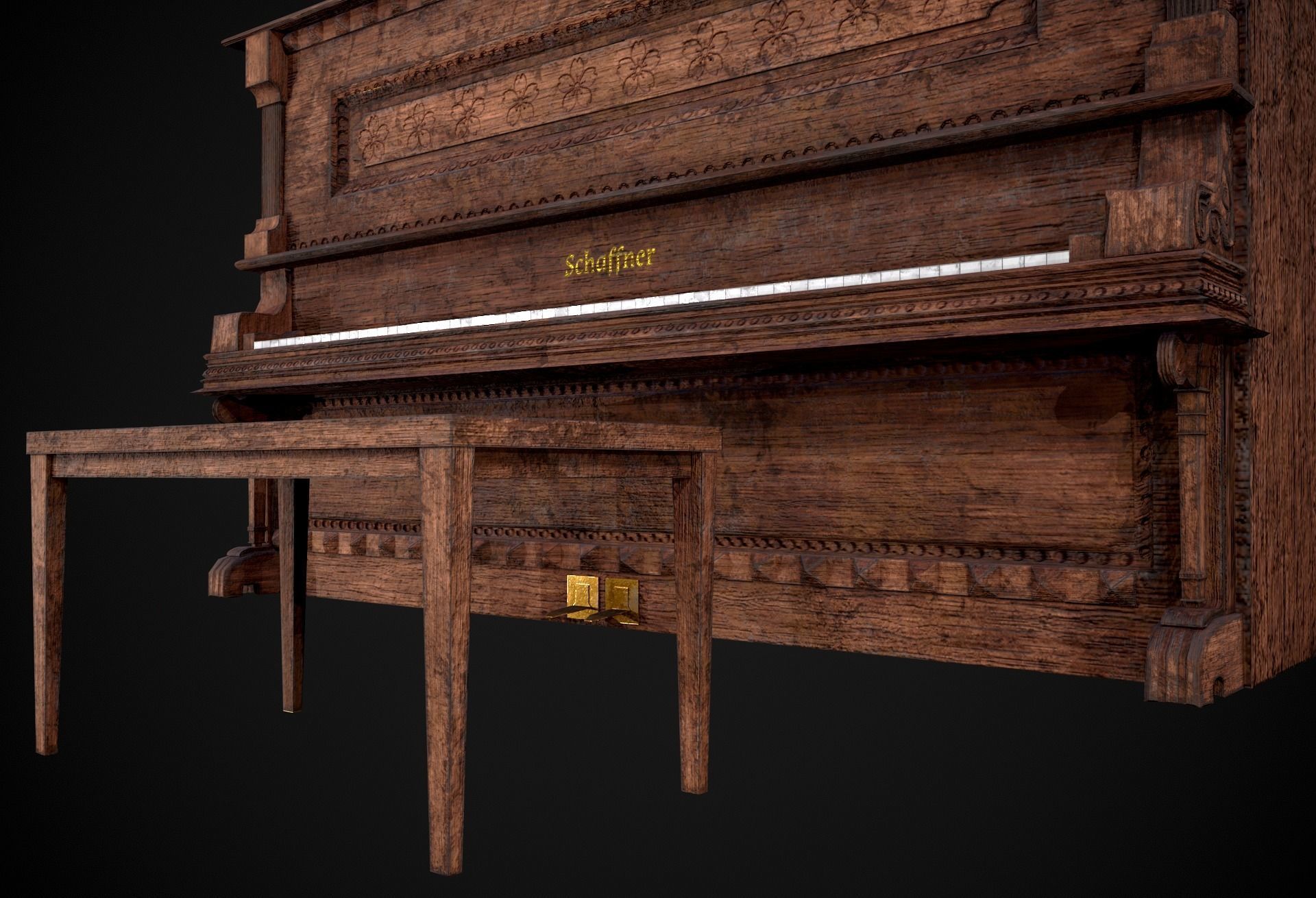 Game Ready Piano  Low-poly 3D model_5