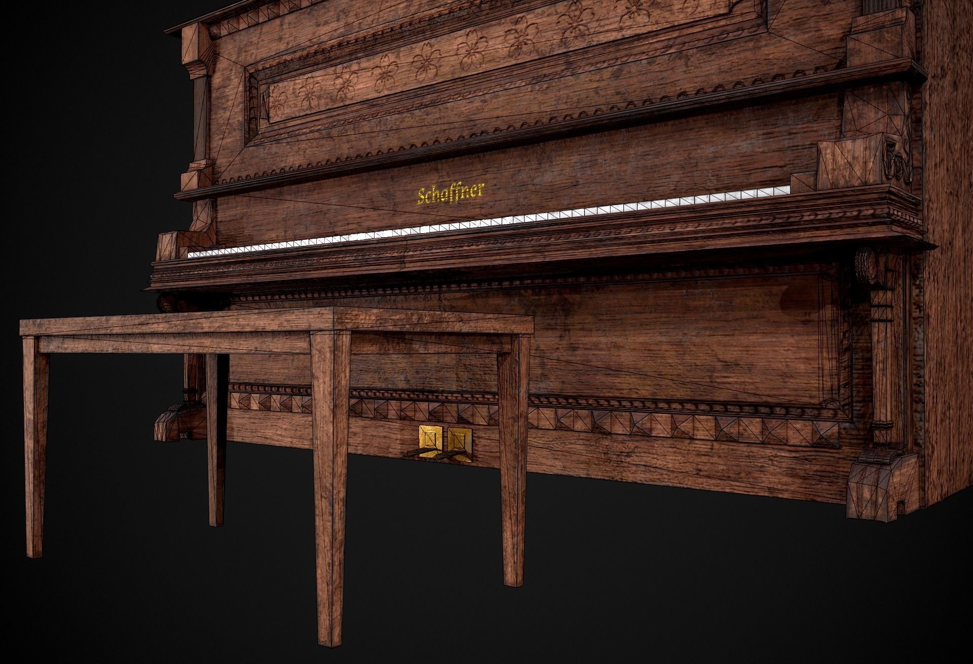 Game Ready Piano  Low-poly 3D model_11