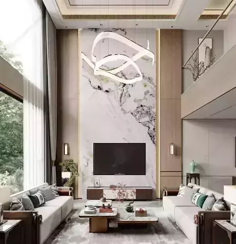 Chinese style villa interior design scene 03 3D model