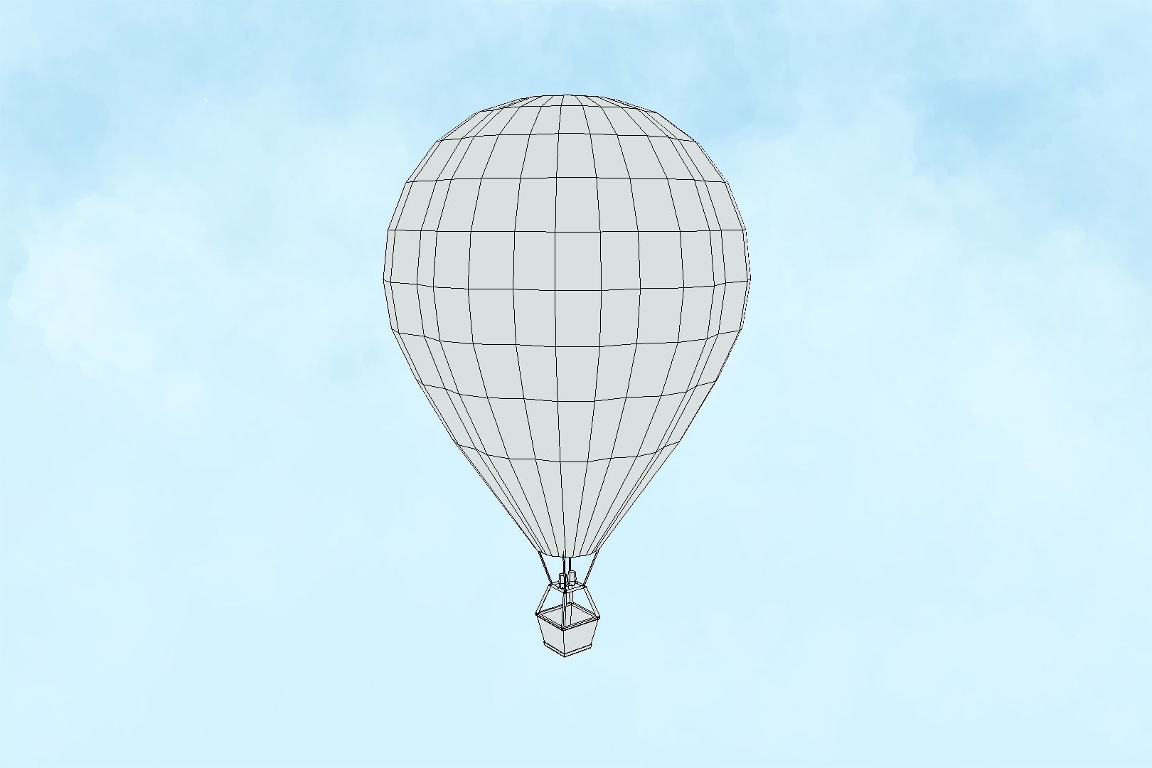Cartoon Hot Air Balloon Low-poly 3D model_3