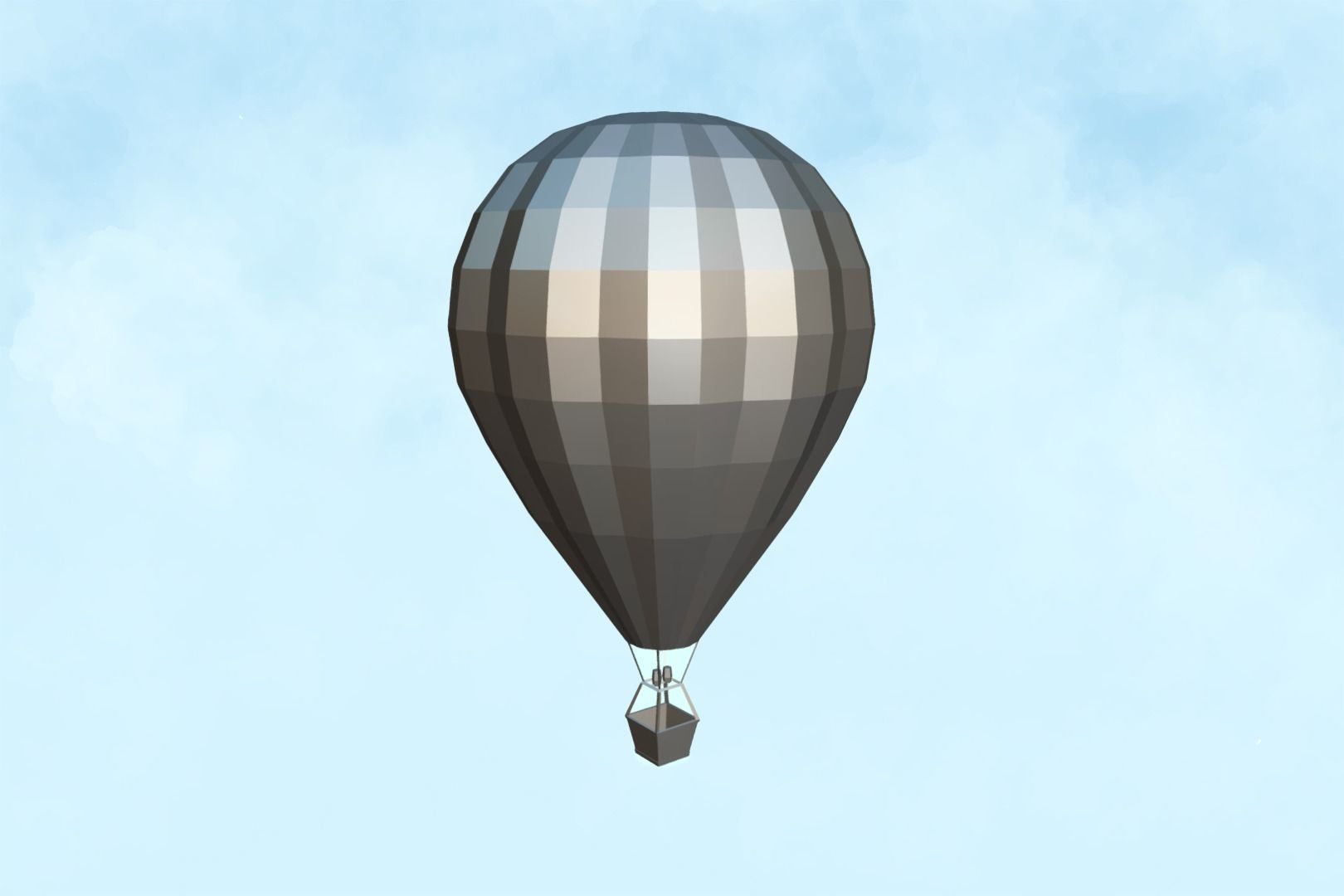 Cartoon Hot Air Balloon Low-poly 3D model_4