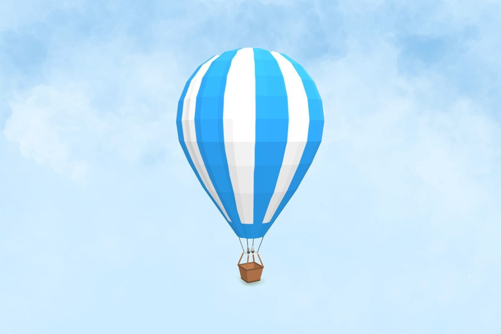 Cartoon Hot Air Balloon Low-poly 3D model_5