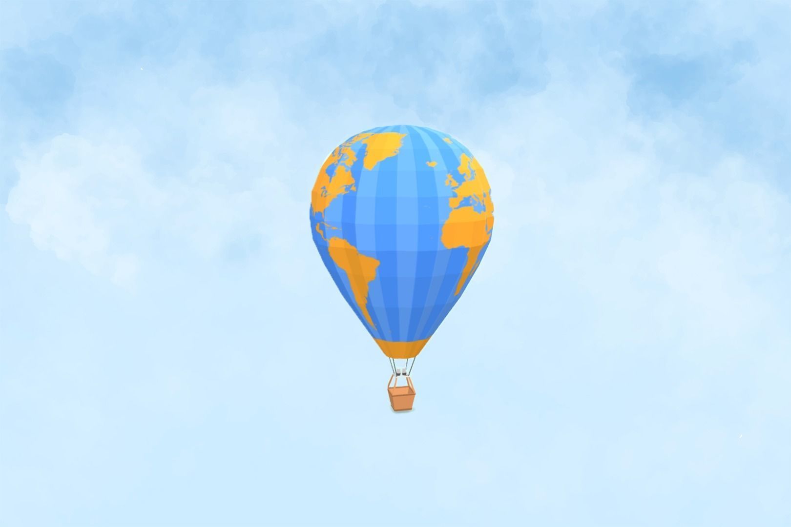 Cartoon Hot Air Balloon Low-poly 3D model_6