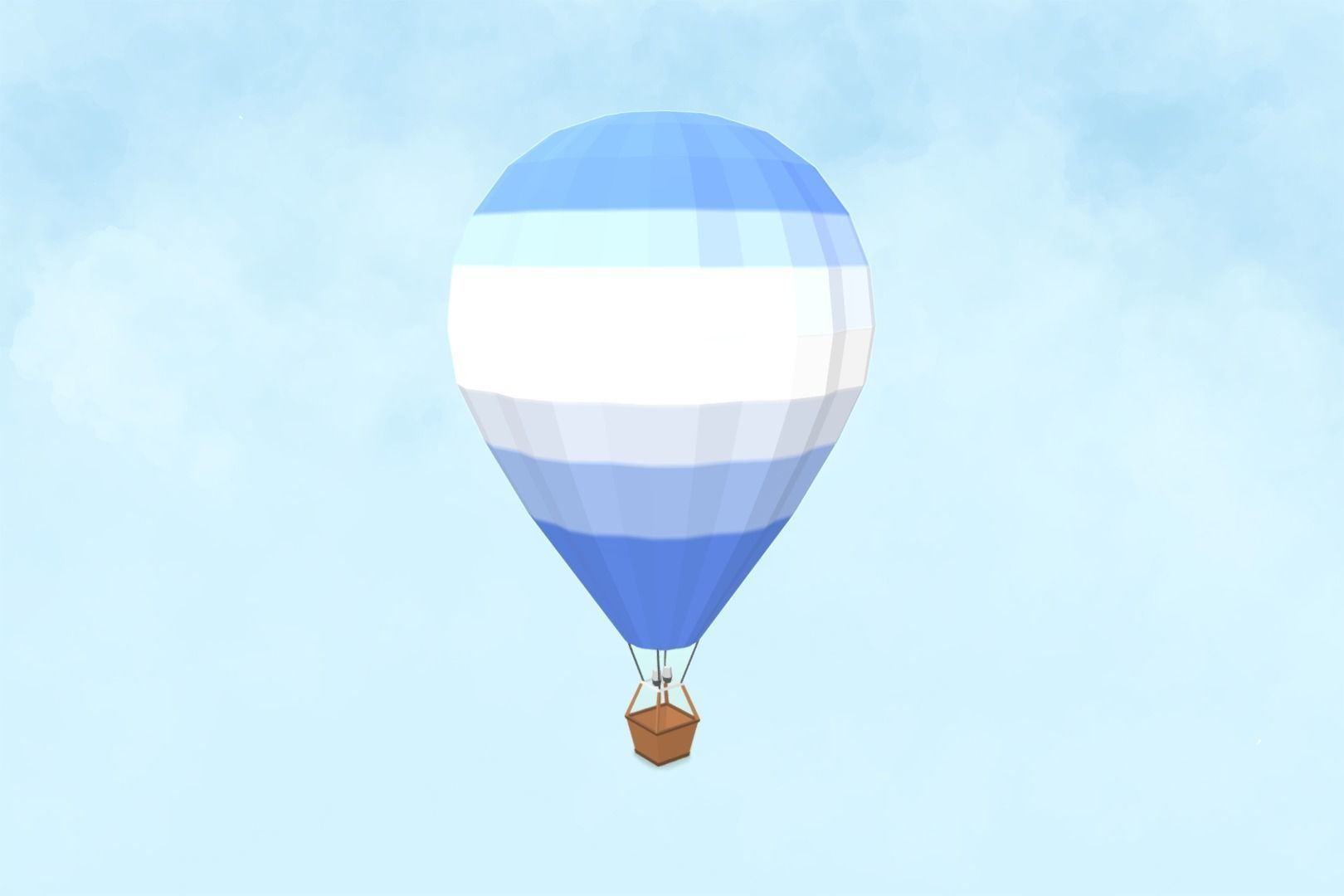Cartoon Hot Air Balloon Low-poly 3D model_7