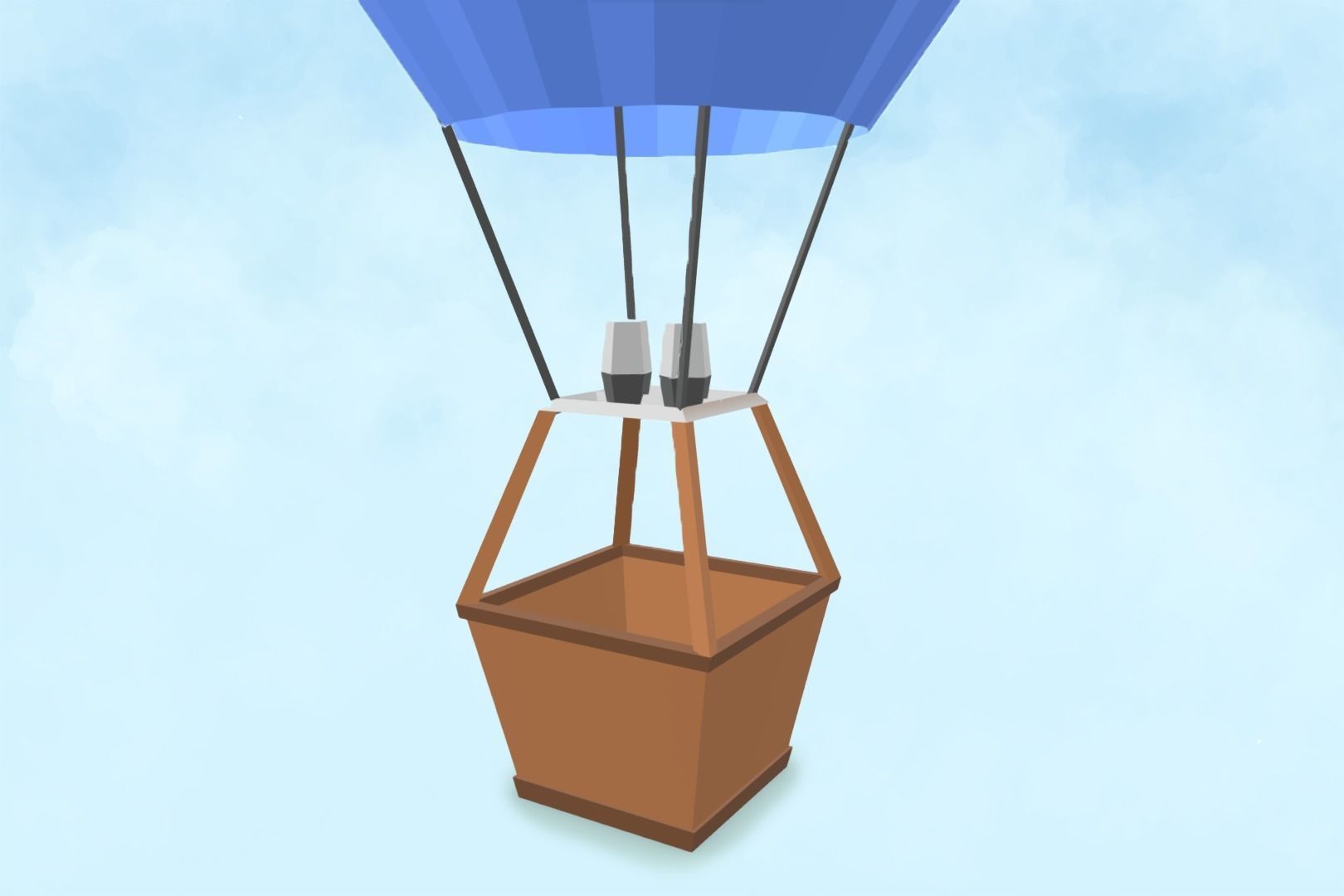Cartoon Hot Air Balloon Low-poly 3D model_10