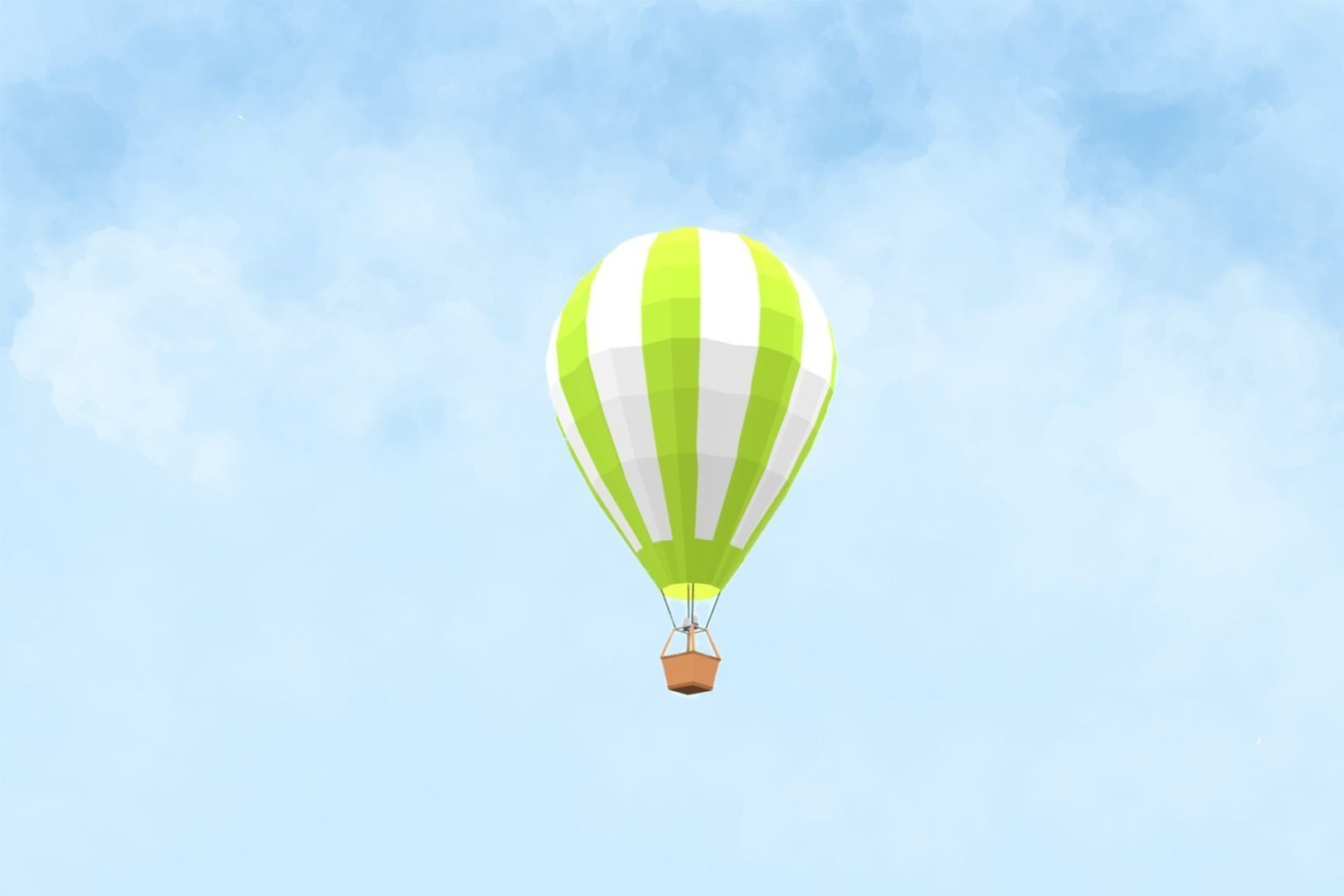 Cartoon Hot Air Balloon Low-poly 3D model_11