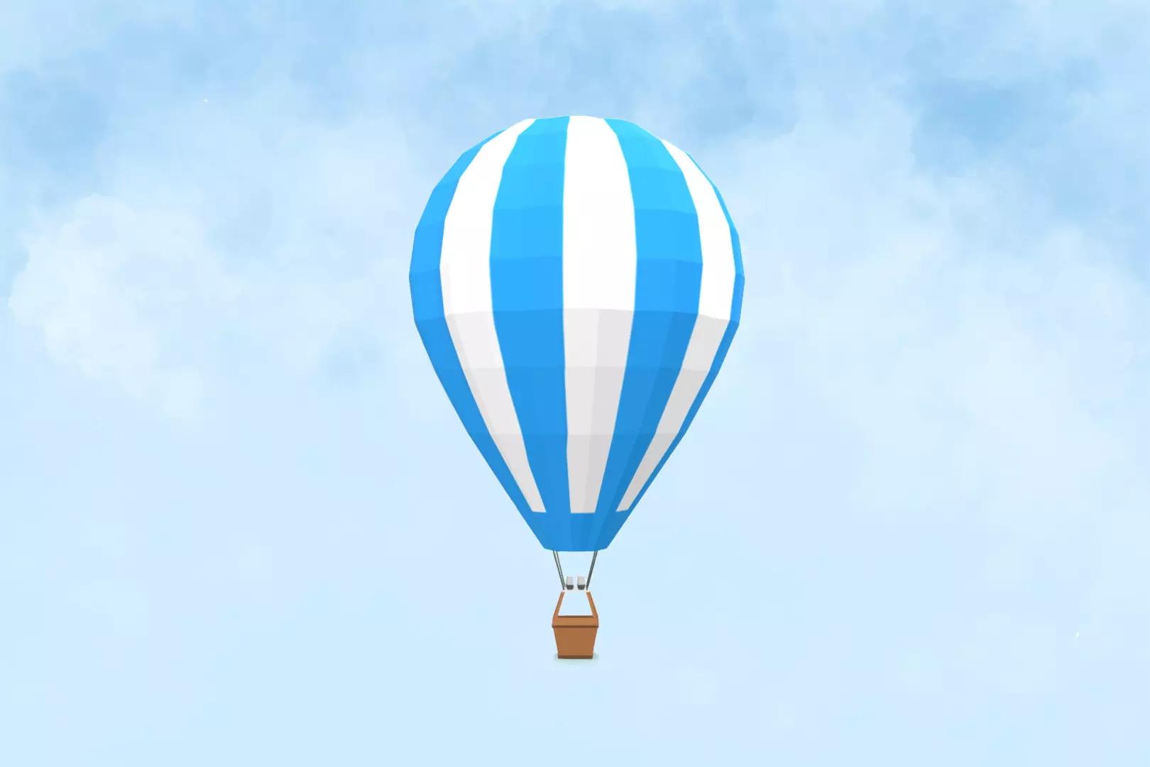Cartoon Hot Air Balloon Low-poly 3D model_0