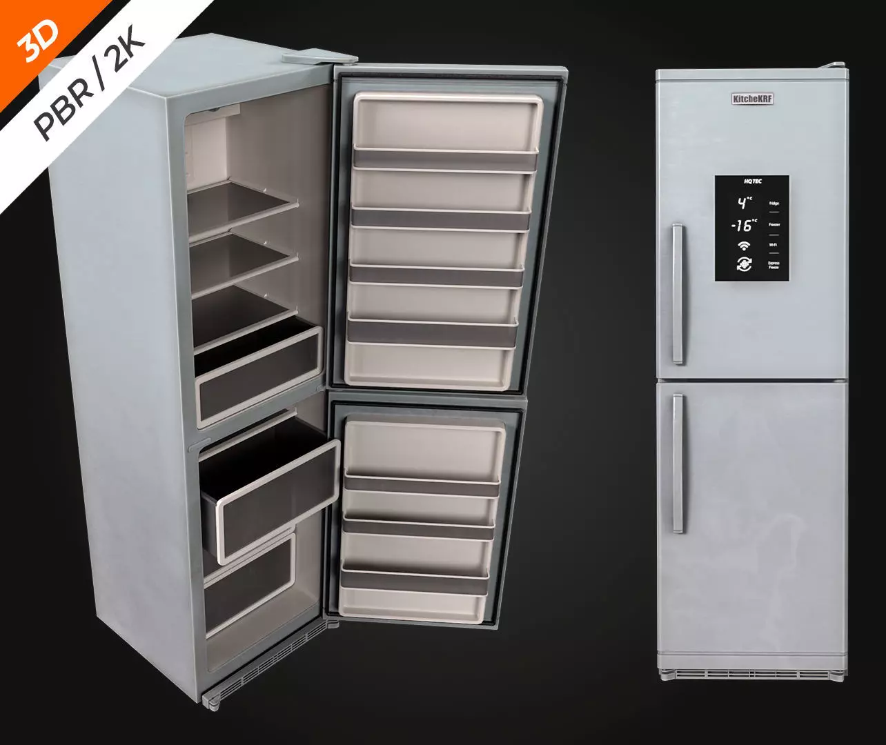 Fridge Low-poly 3D model_8
