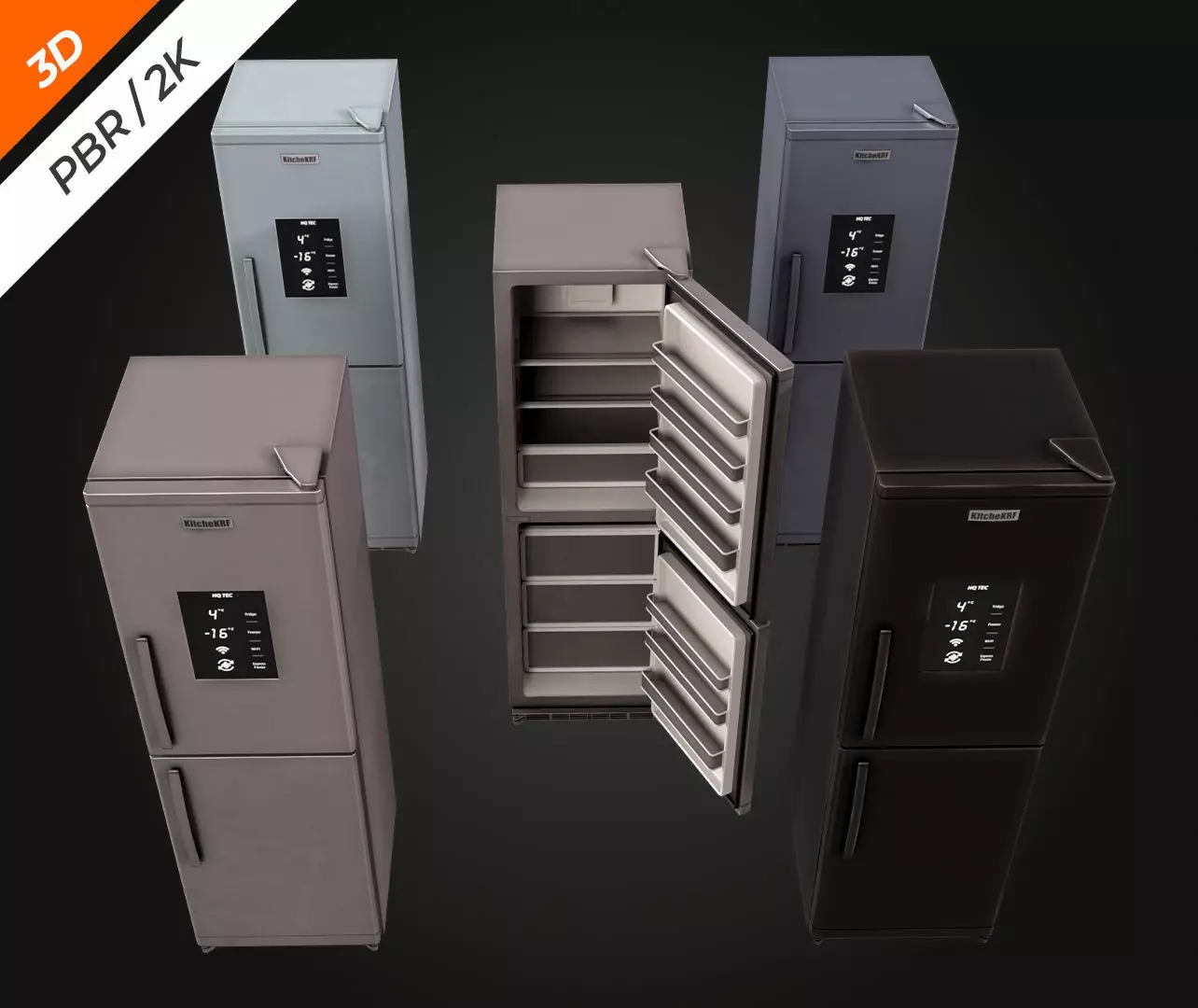 Fridge Low-poly 3D model_12