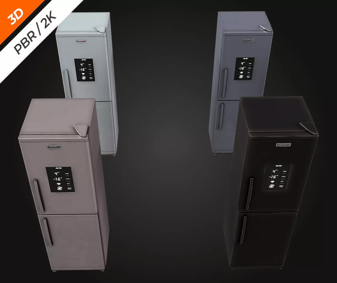 Fridge Low-poly 3D model_11