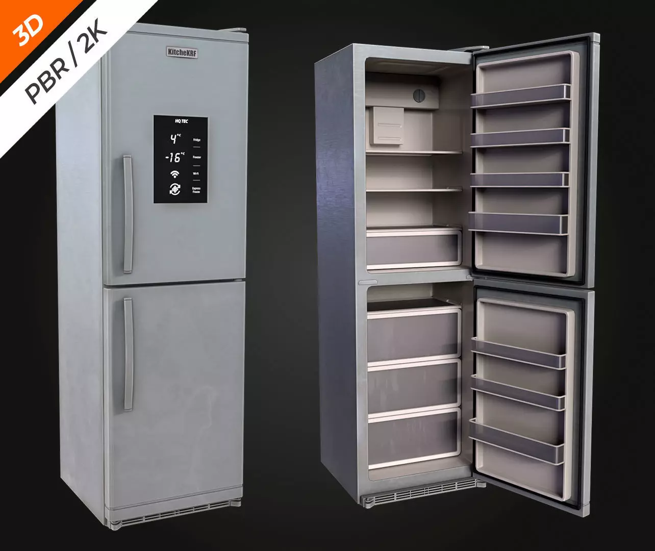 Fridge Low-poly 3D model_4