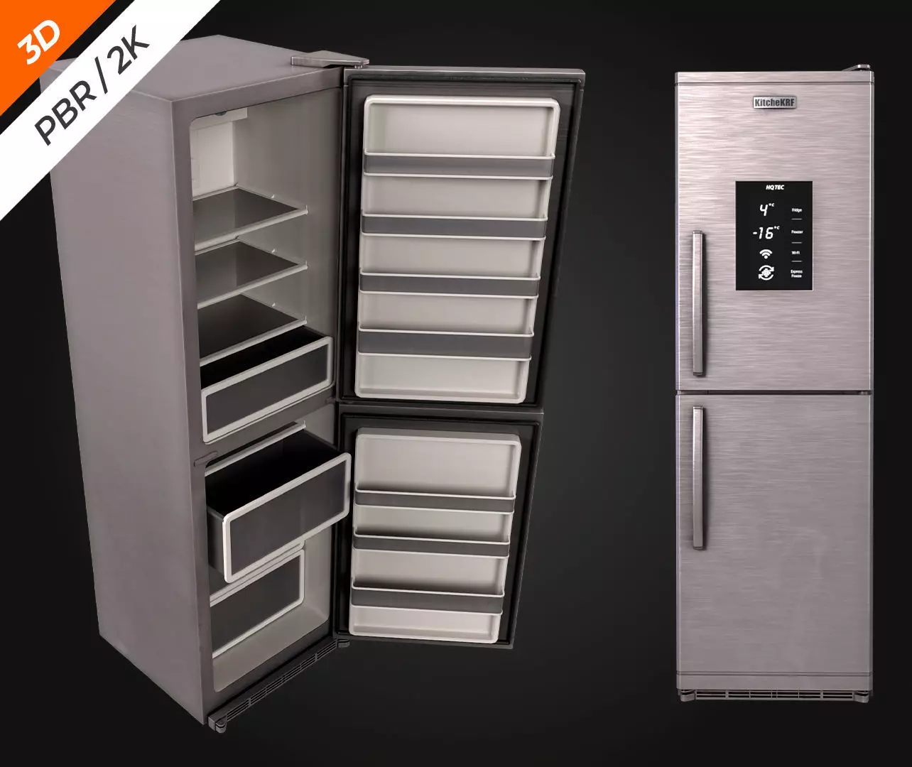 Fridge Low-poly 3D model_6