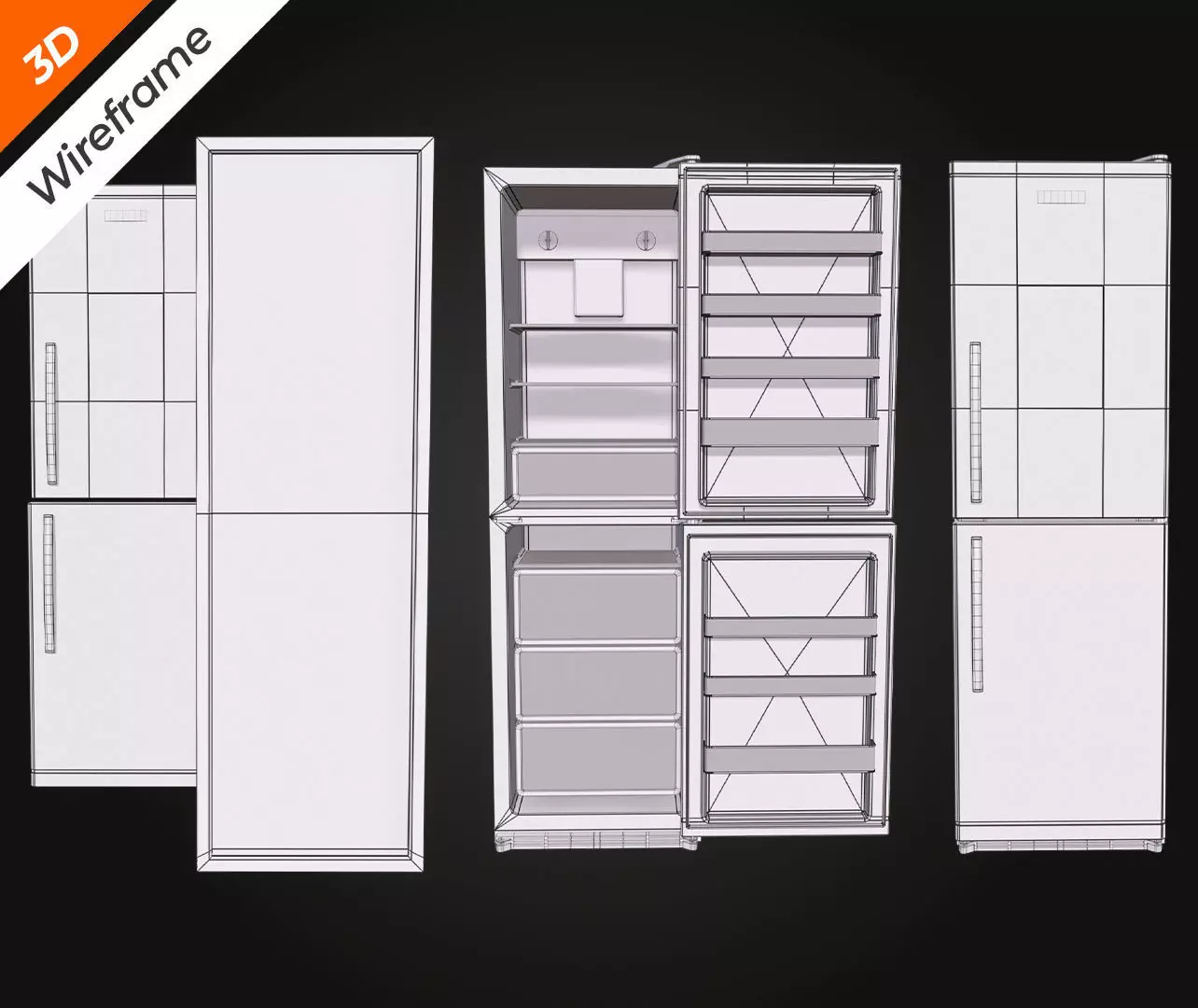 Fridge Low-poly 3D model_13