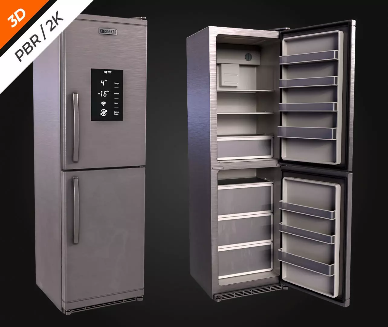 Fridge Low-poly 3D model_2