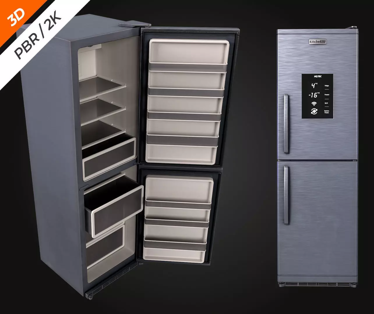 Fridge Low-poly 3D model_9