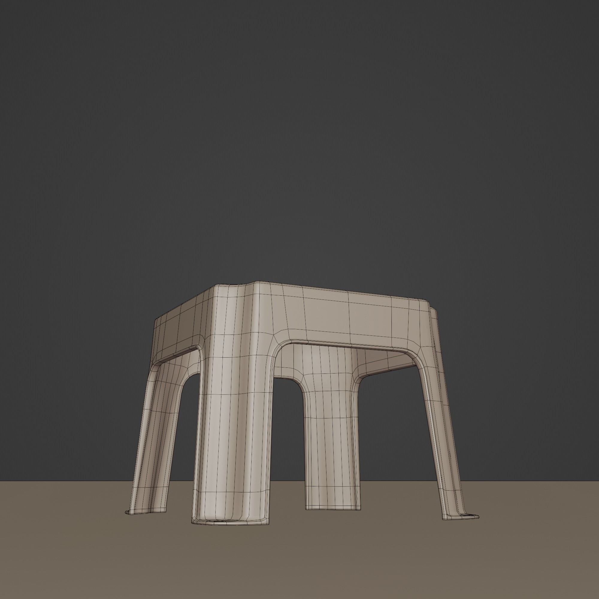 Stackable Small Plastic Stool Low-poly 3D model_16