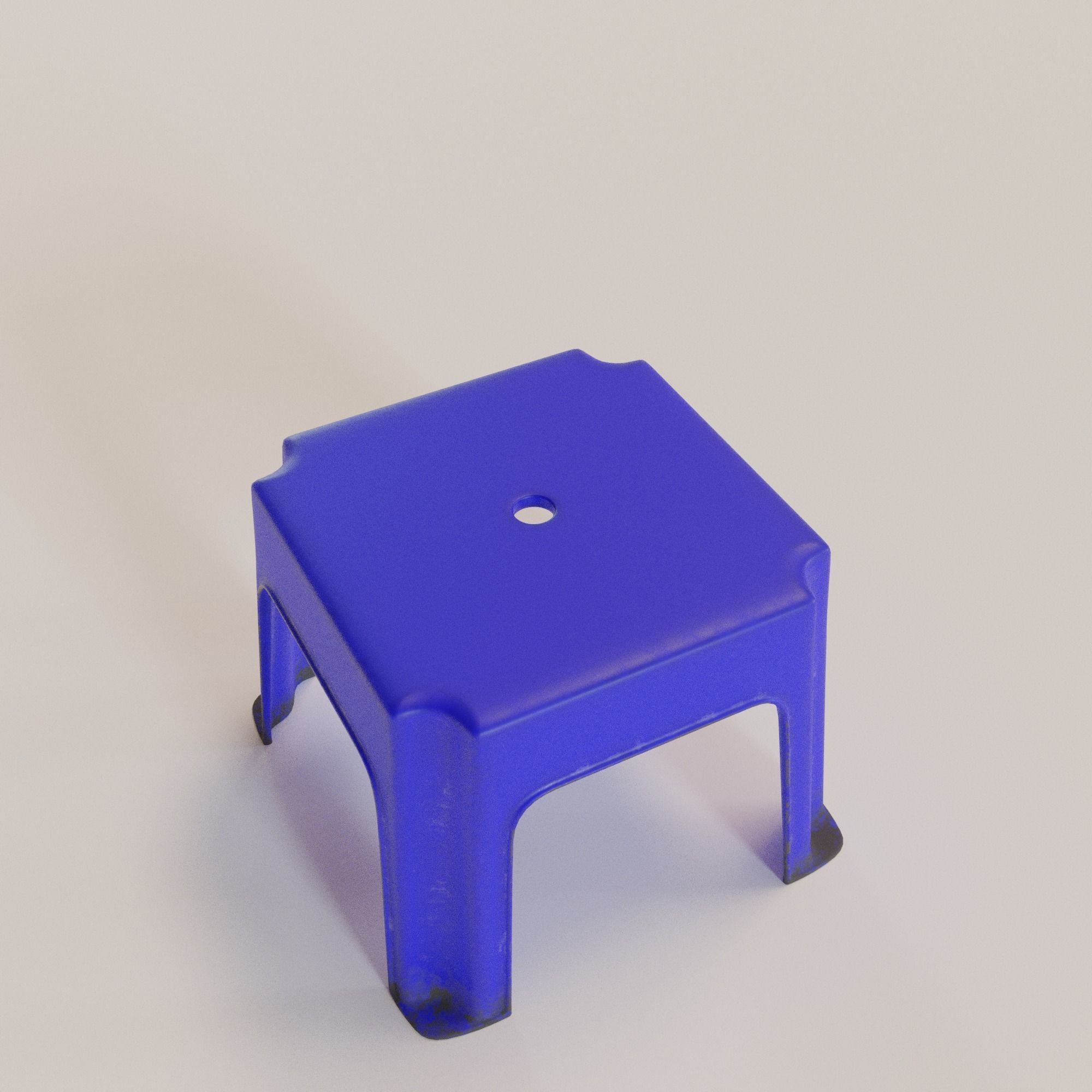 Stackable Small Plastic Stool Low-poly 3D model_2
