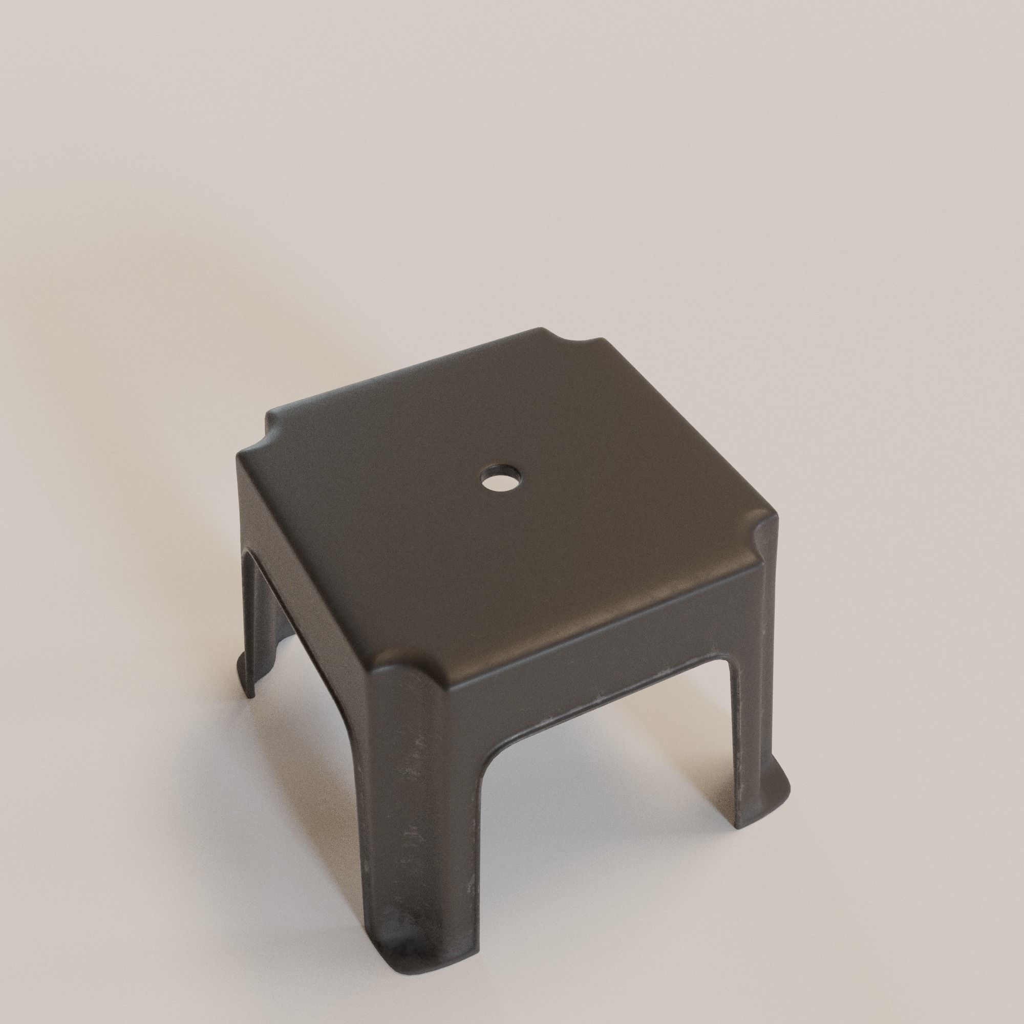 Stackable Small Plastic Stool Low-poly 3D model_1