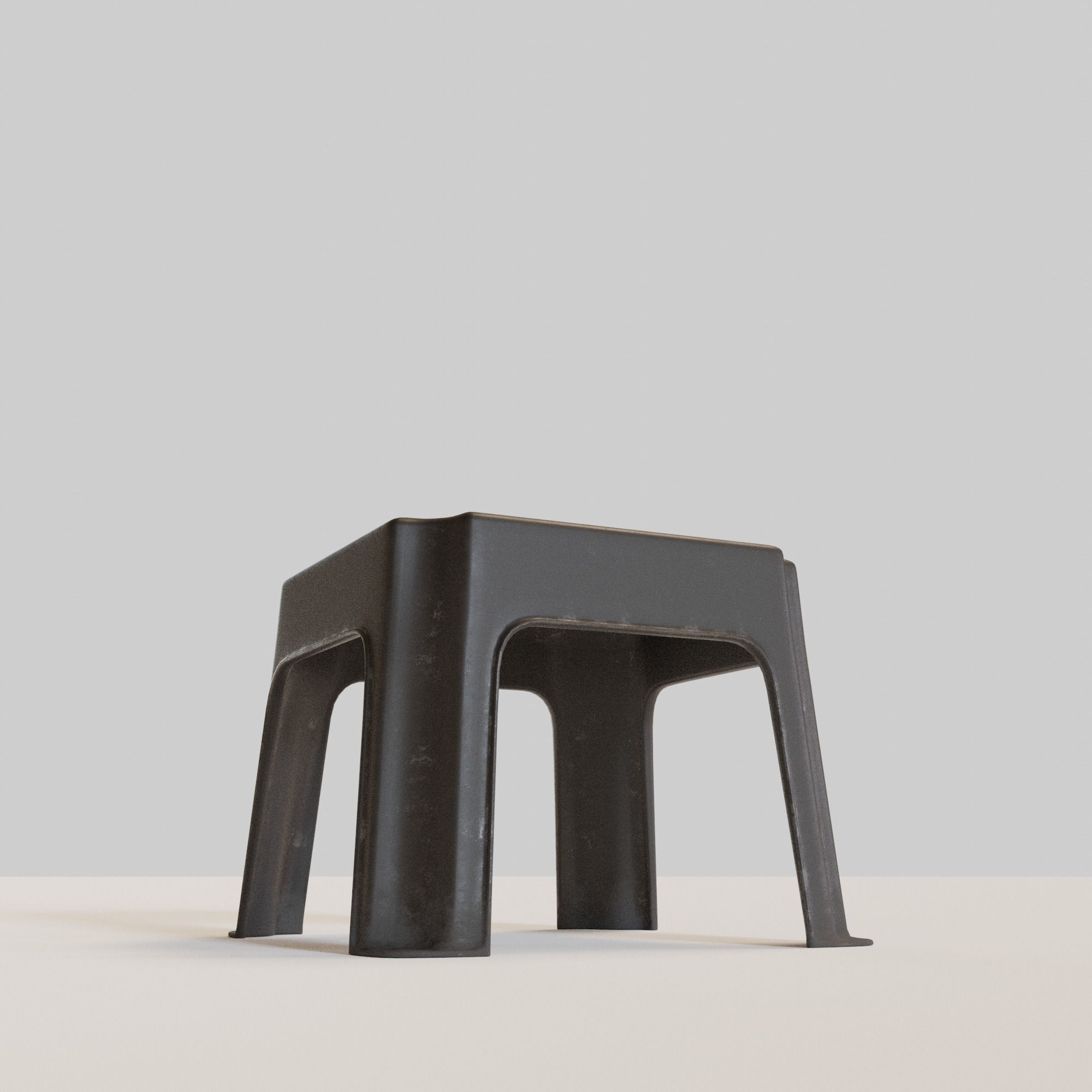 Stackable Small Plastic Stool Low-poly 3D model_10