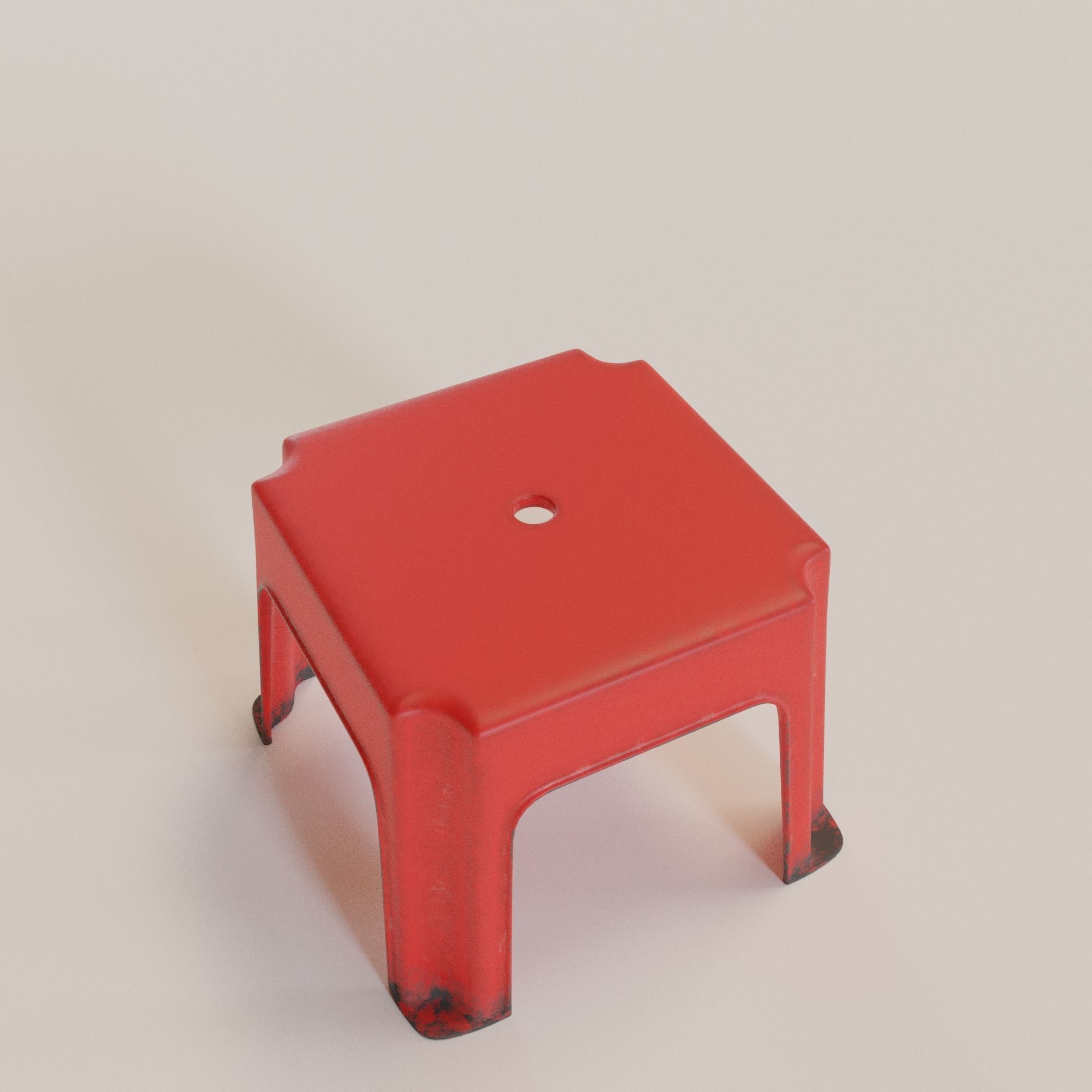 Stackable Small Plastic Stool Low-poly 3D model_3