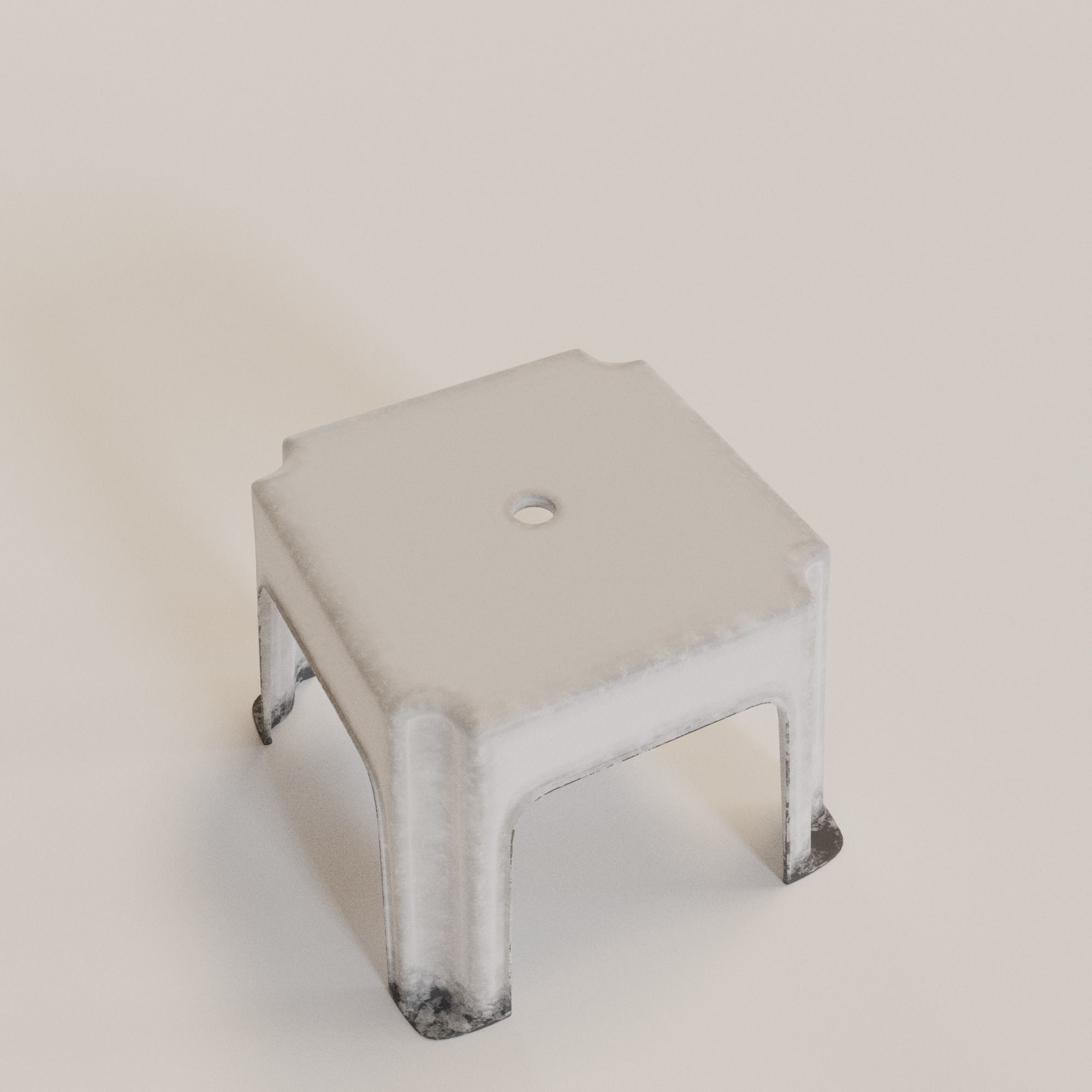 Stackable Small Plastic Stool Low-poly 3D model_4