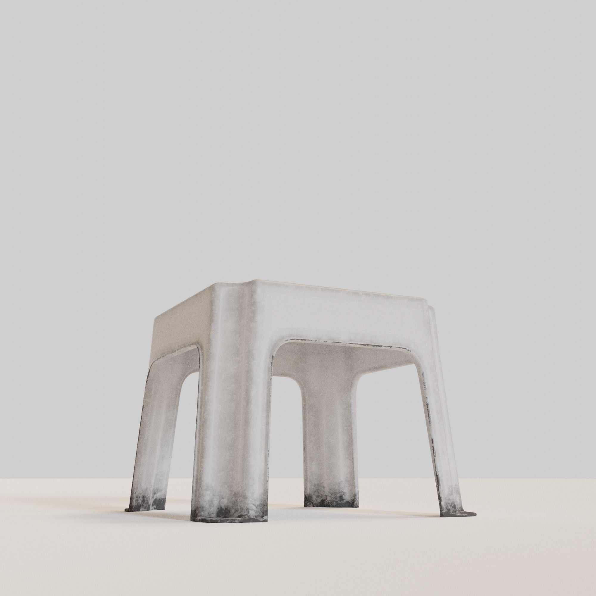 Stackable Small Plastic Stool Low-poly 3D model_13