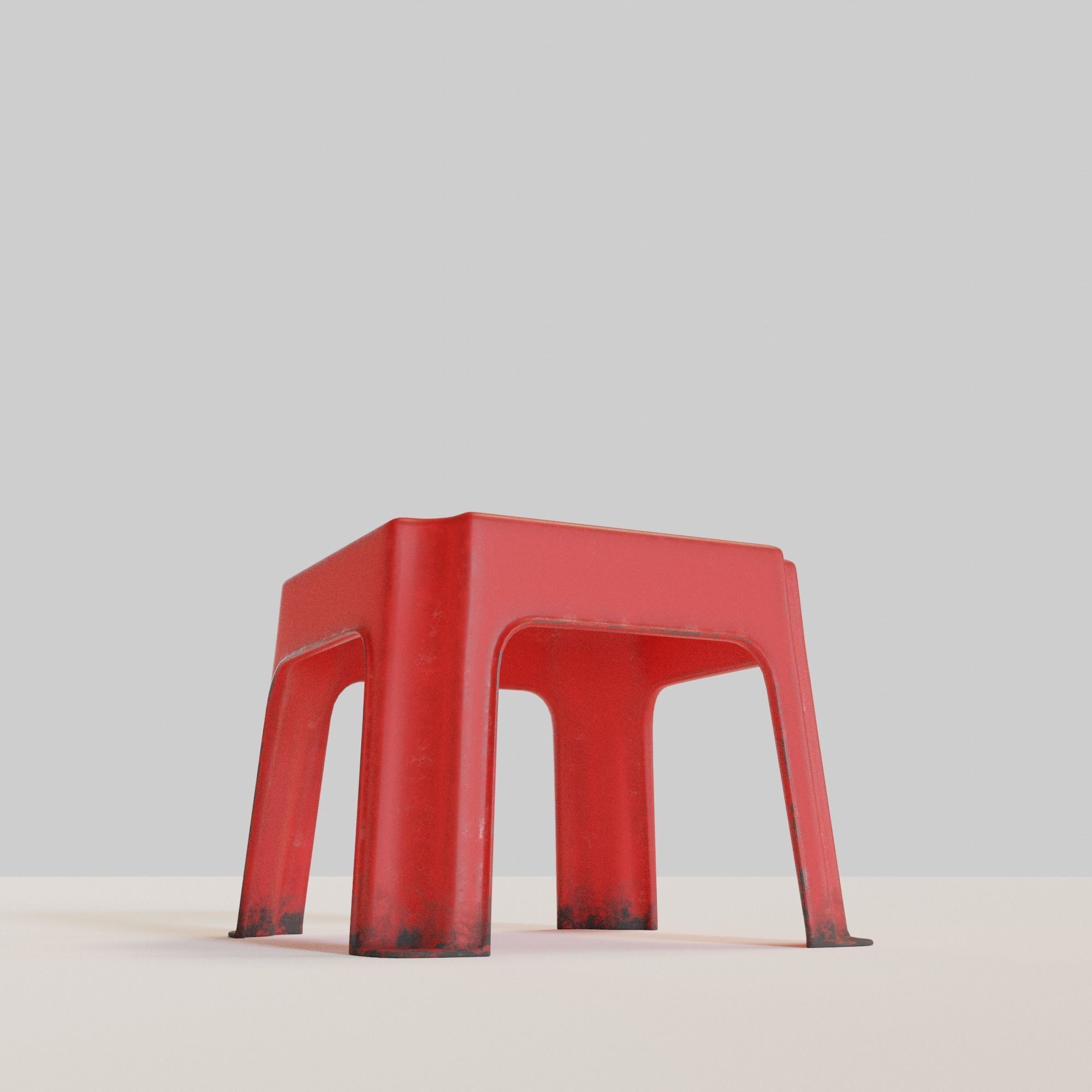 Stackable Small Plastic Stool Low-poly 3D model_12