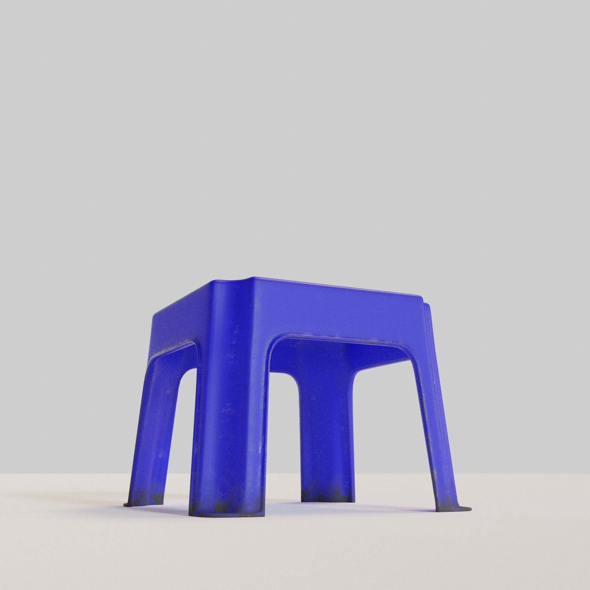 Stackable Small Plastic Stool Low-poly 3D model_11