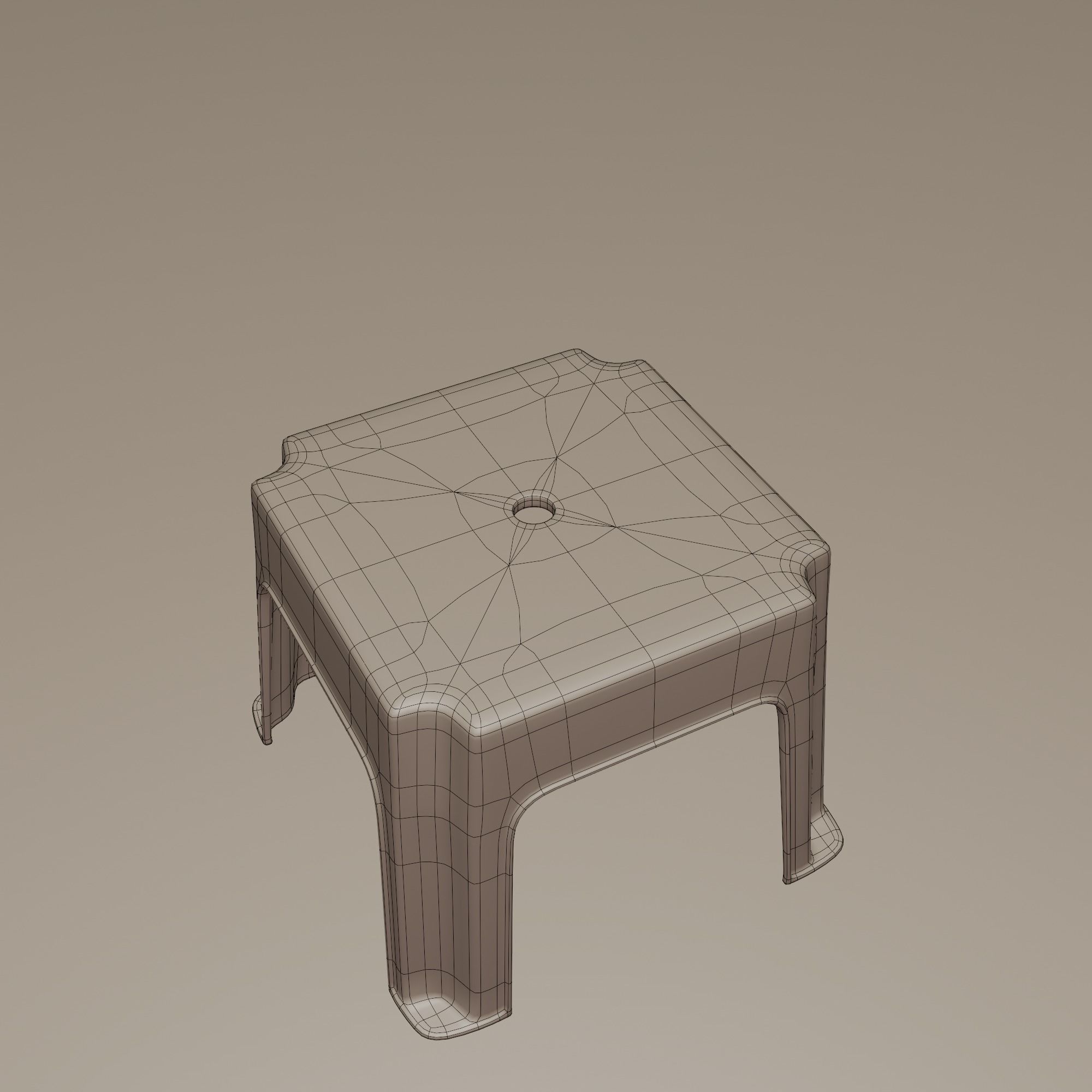 Stackable Small Plastic Stool Low-poly 3D model_14