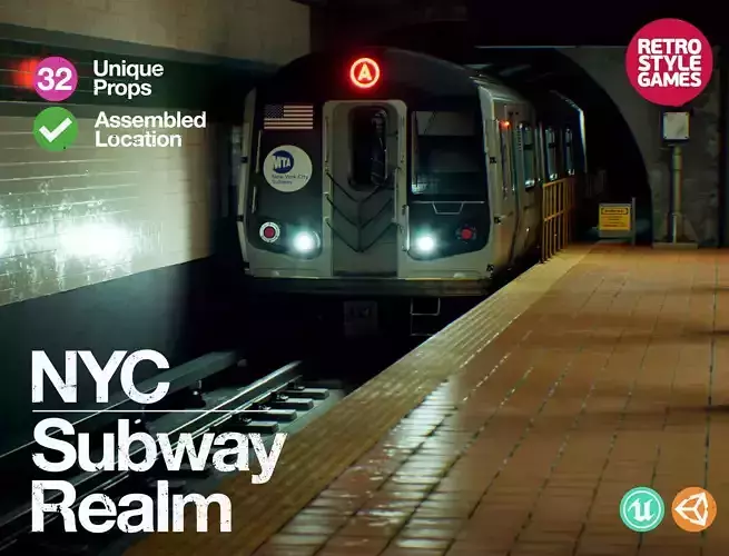 Subway Realm - Game-Ready NYC Metro Station Environment Low-poly 3D model