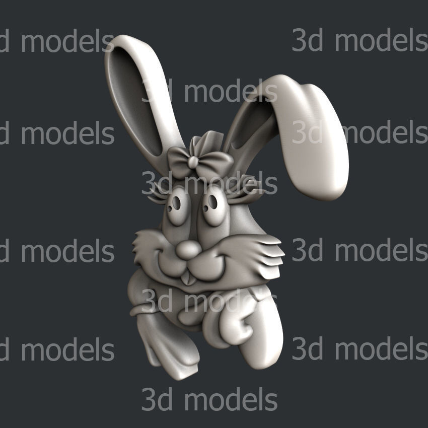 3d STL models for CNC router or 3d printer  bunny P444 3D model_2