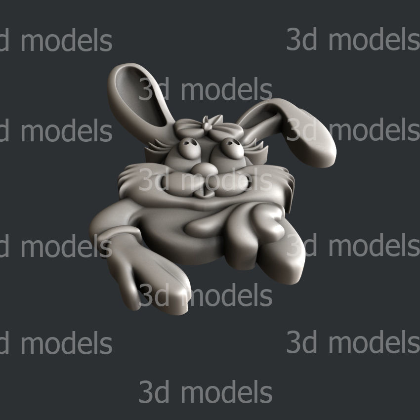3d STL models for CNC router or 3d printer  bunny P444 3D model_3