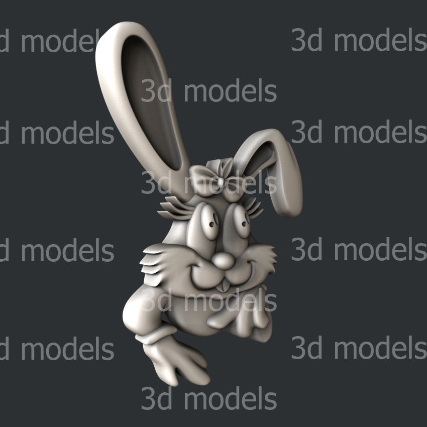3d STL models for CNC router or 3d printer  bunny P444 3D model_1