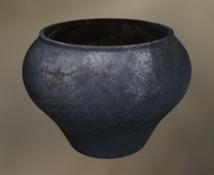 Cast-iron Low-poly 3D model_3