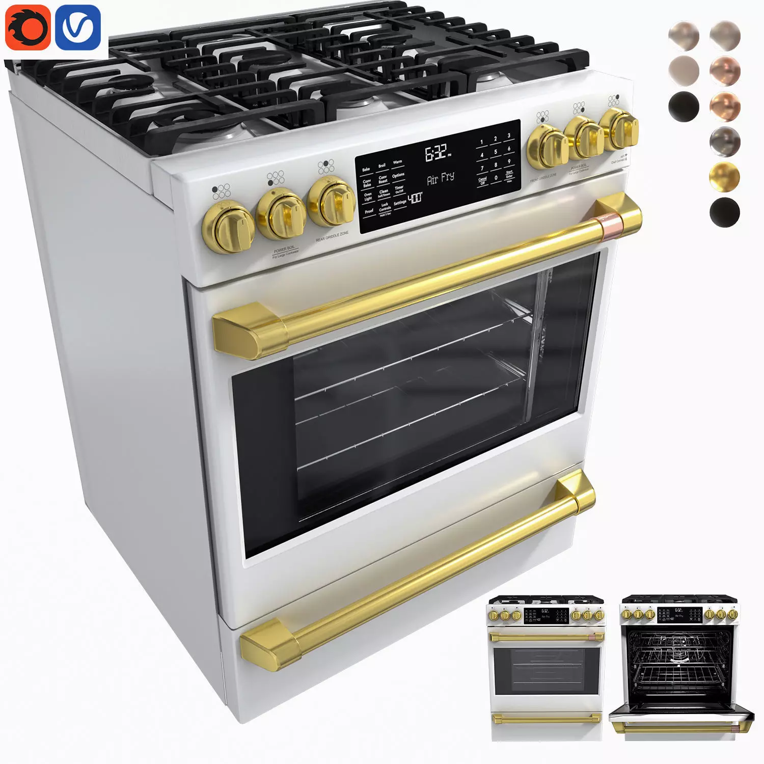 Cafe 30 inch Smart Slide-In Front-Control 3D model_0