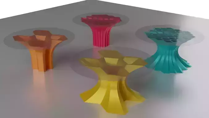 Floral four Dining tables 3D model