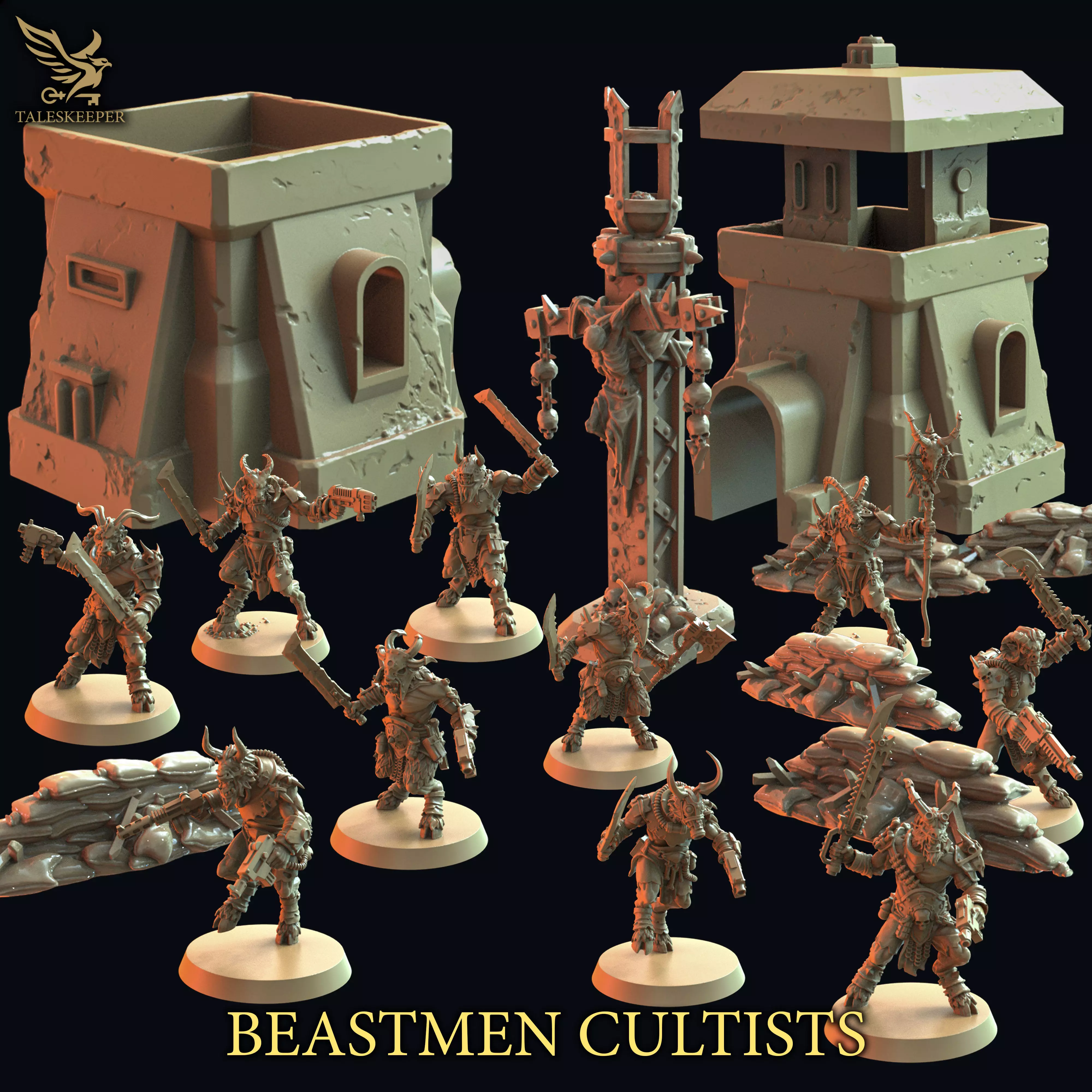 BEASTMEN CULTISTS HORDE 3D print model_0