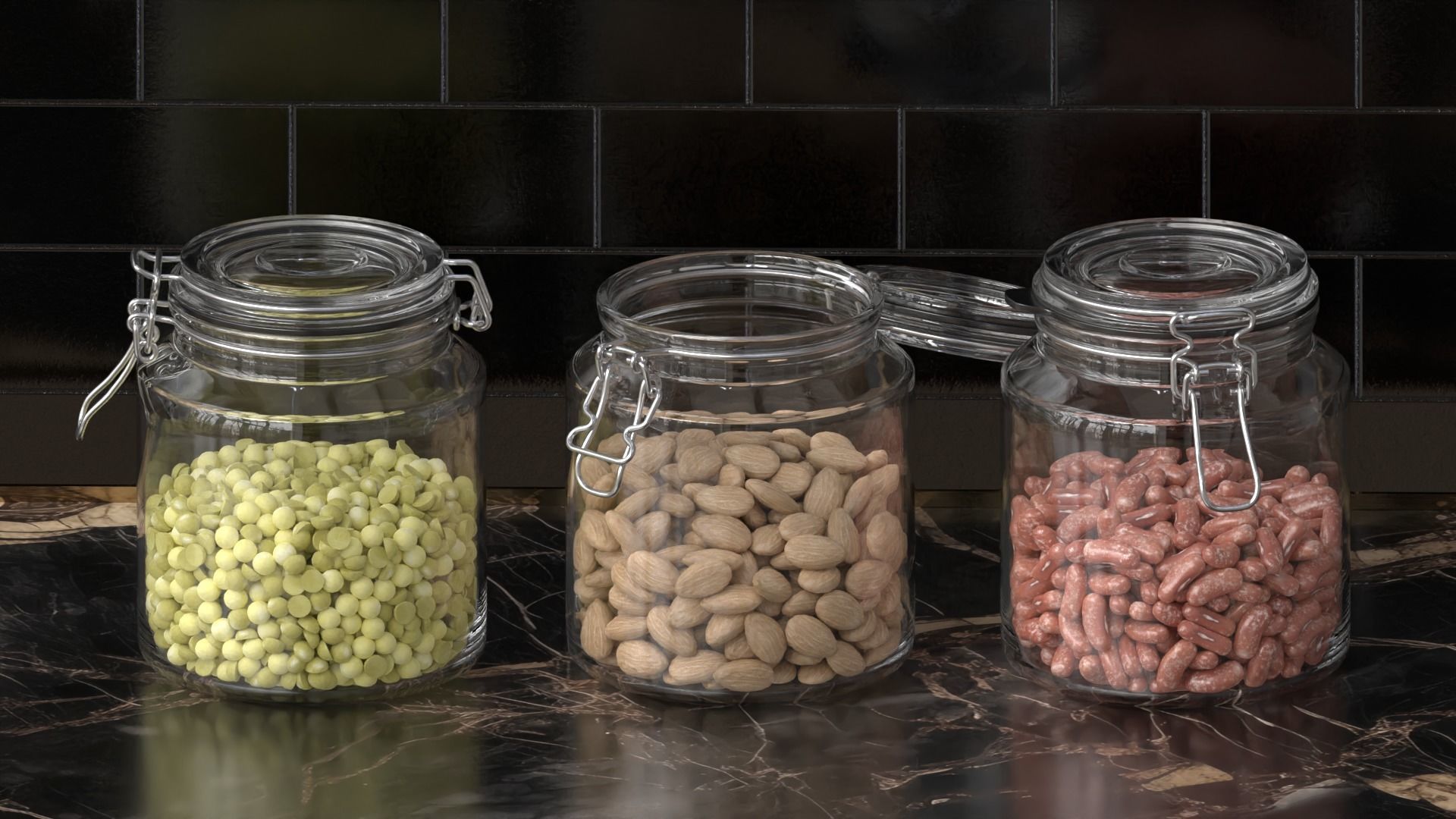 Jars of beans 3D model_1