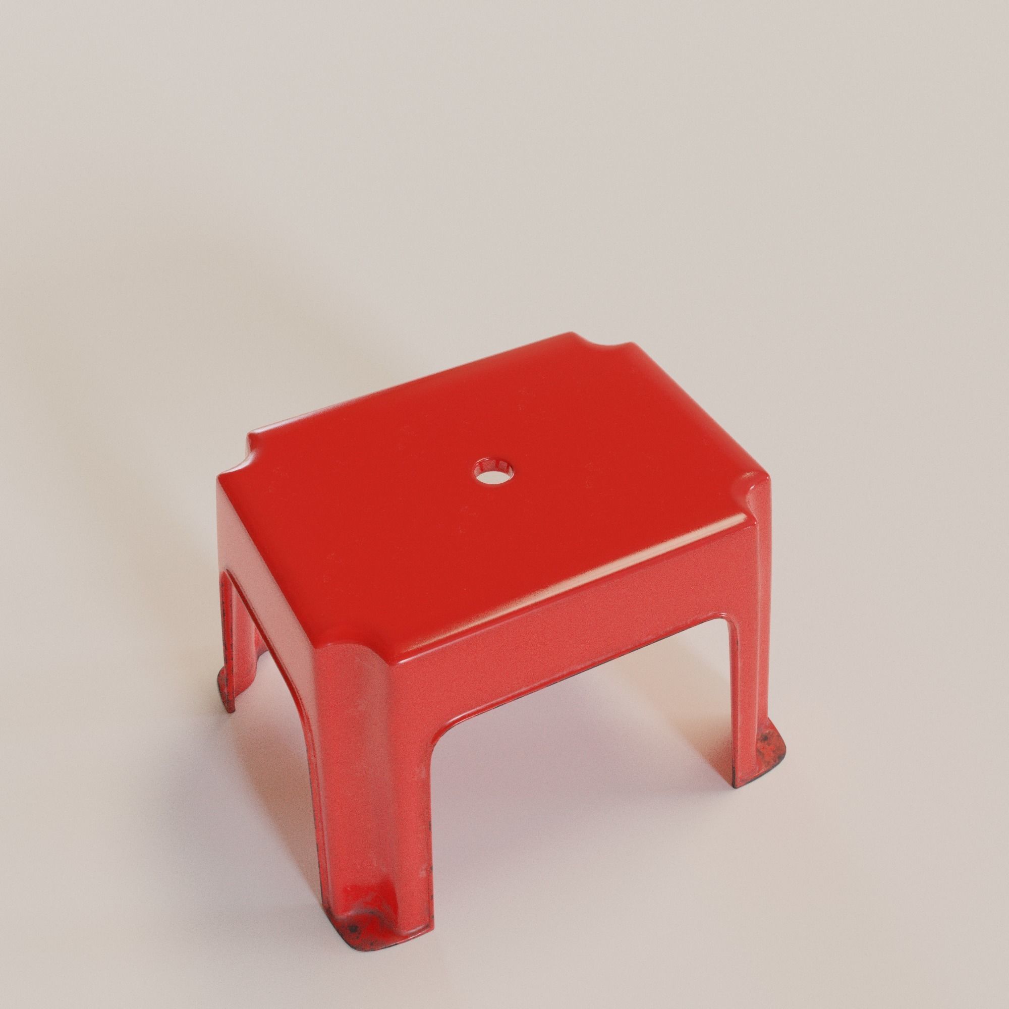 Stackable Small Plastic Stool Low-poly 3D model_7