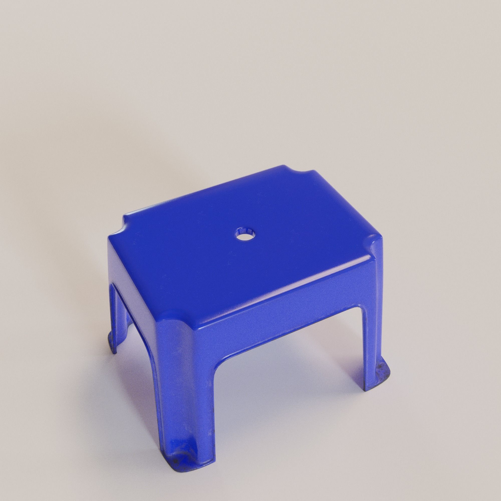 Stackable Small Plastic Stool Low-poly 3D model_6