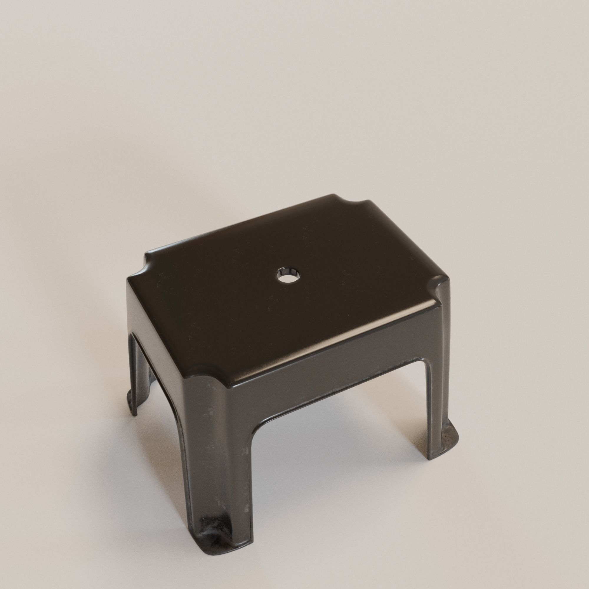 Stackable Small Plastic Stool Low-poly 3D model_5