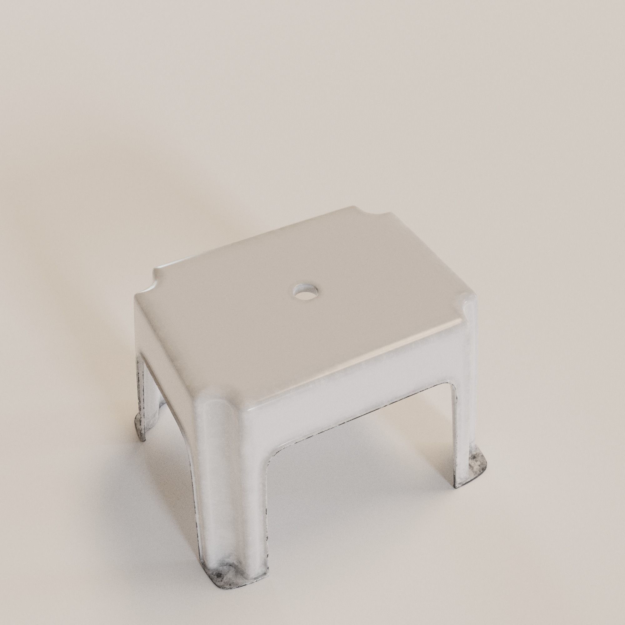 Stackable Small Plastic Stool Low-poly 3D model_8
