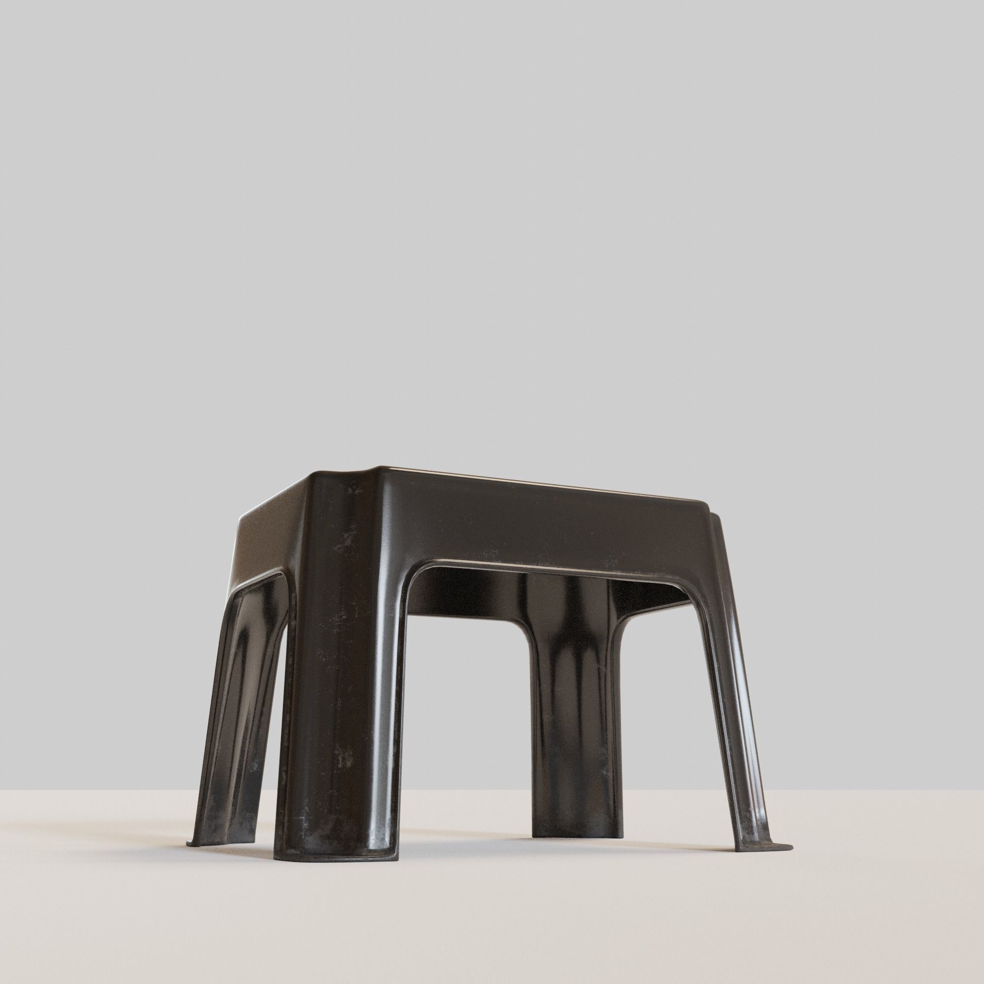 Stackable Small Plastic Stool Low-poly 3D model_10