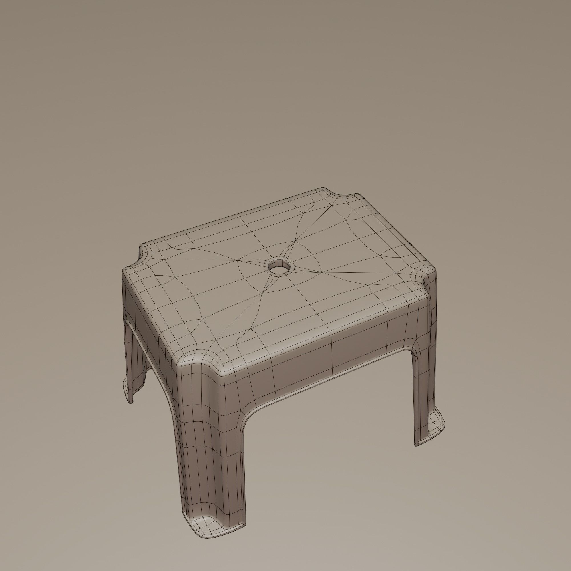 Stackable Small Plastic Stool Low-poly 3D model_14